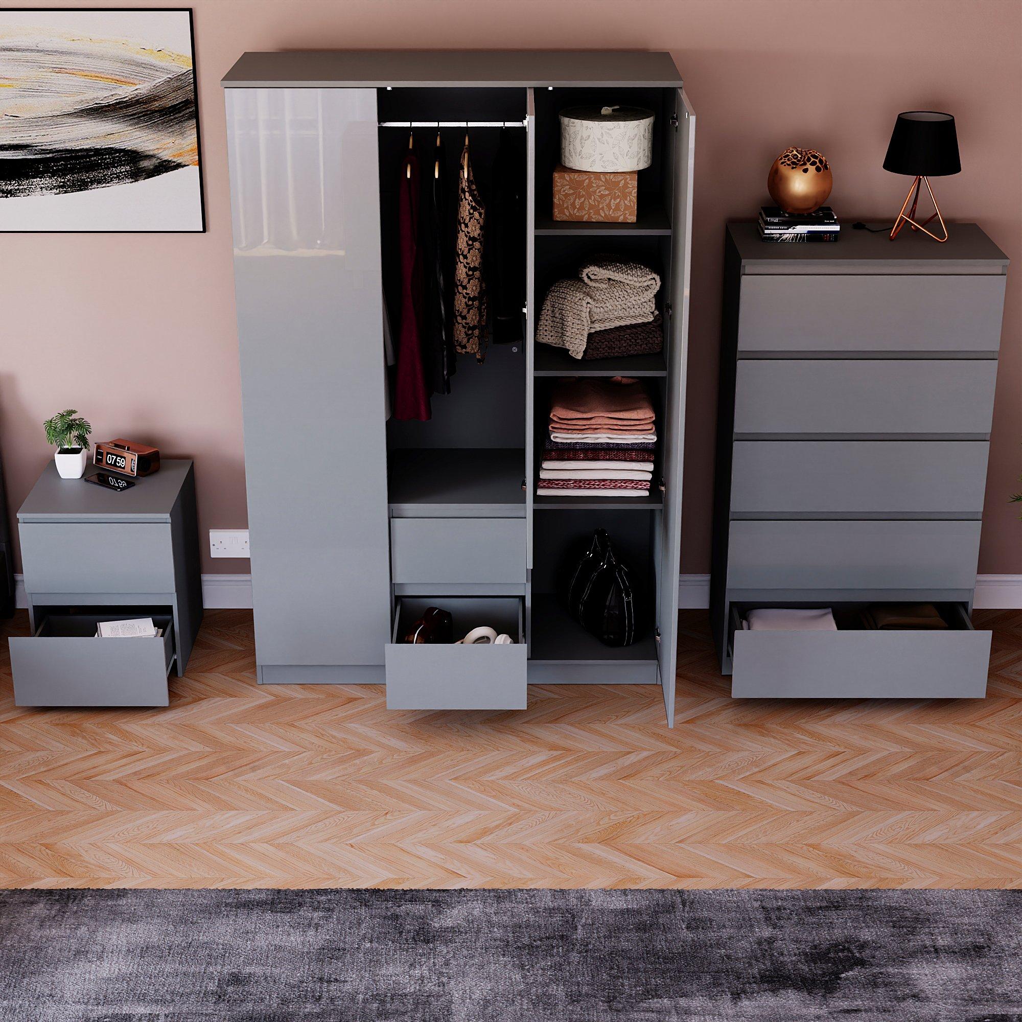 Grey - Lassic - Vida Designs Glinton Gloss 3 Piece Bedroom Set 8 - 2