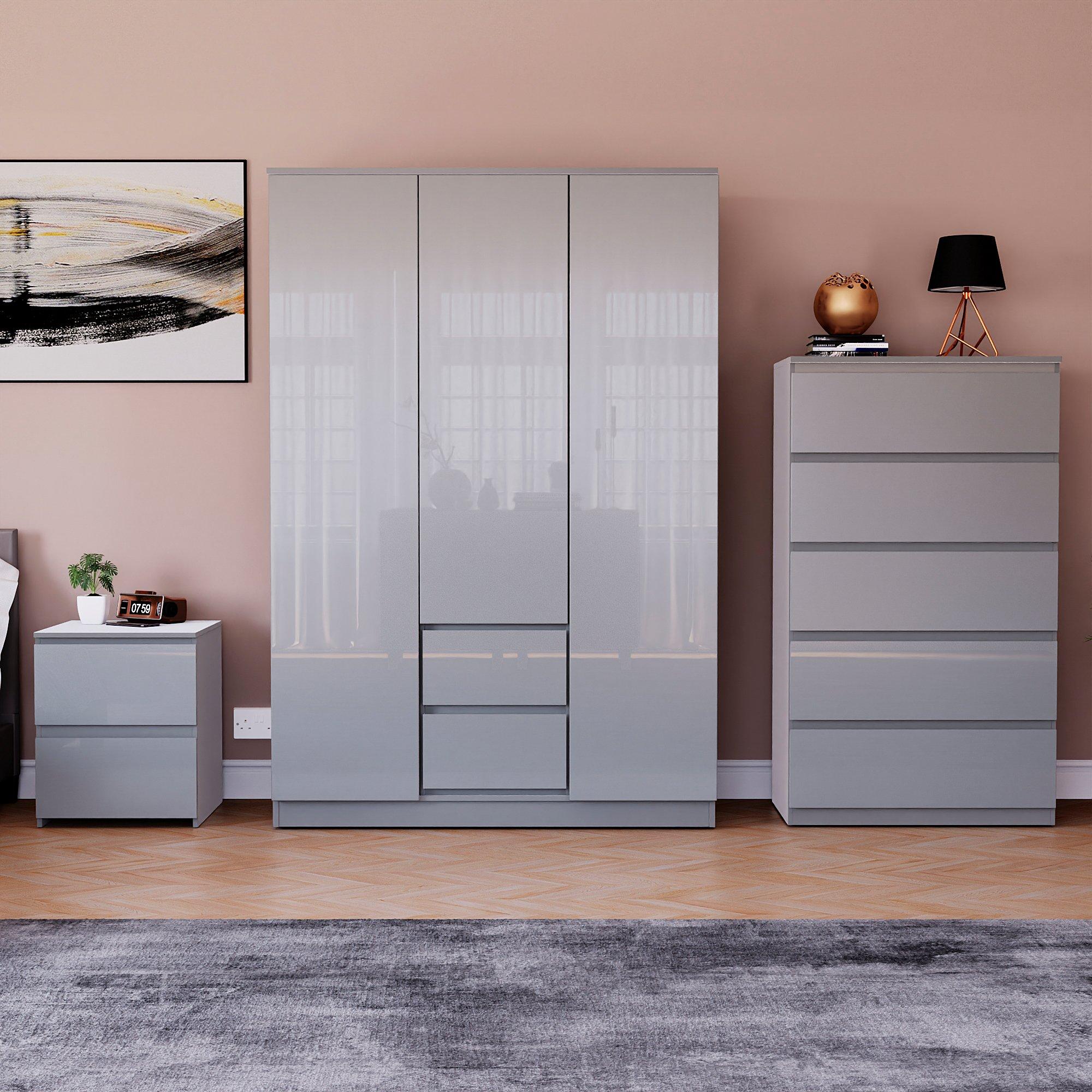 Grey - Lassic - Vida Designs Glinton Gloss 3 Piece Bedroom Set 8 - 3