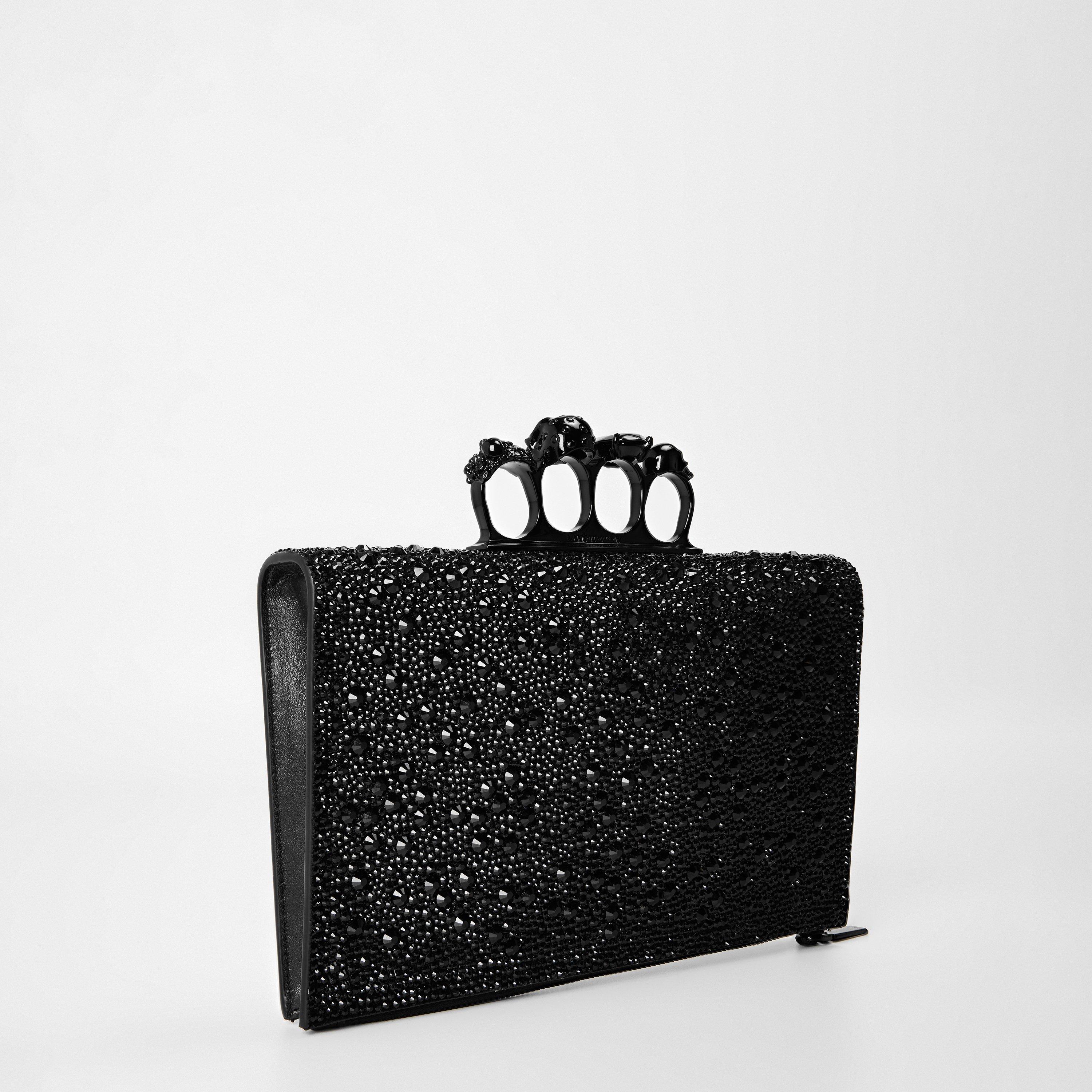 Black/Black - Alexander McQueen - Women's Alex Knuckle Flat Clutch Bag - 2