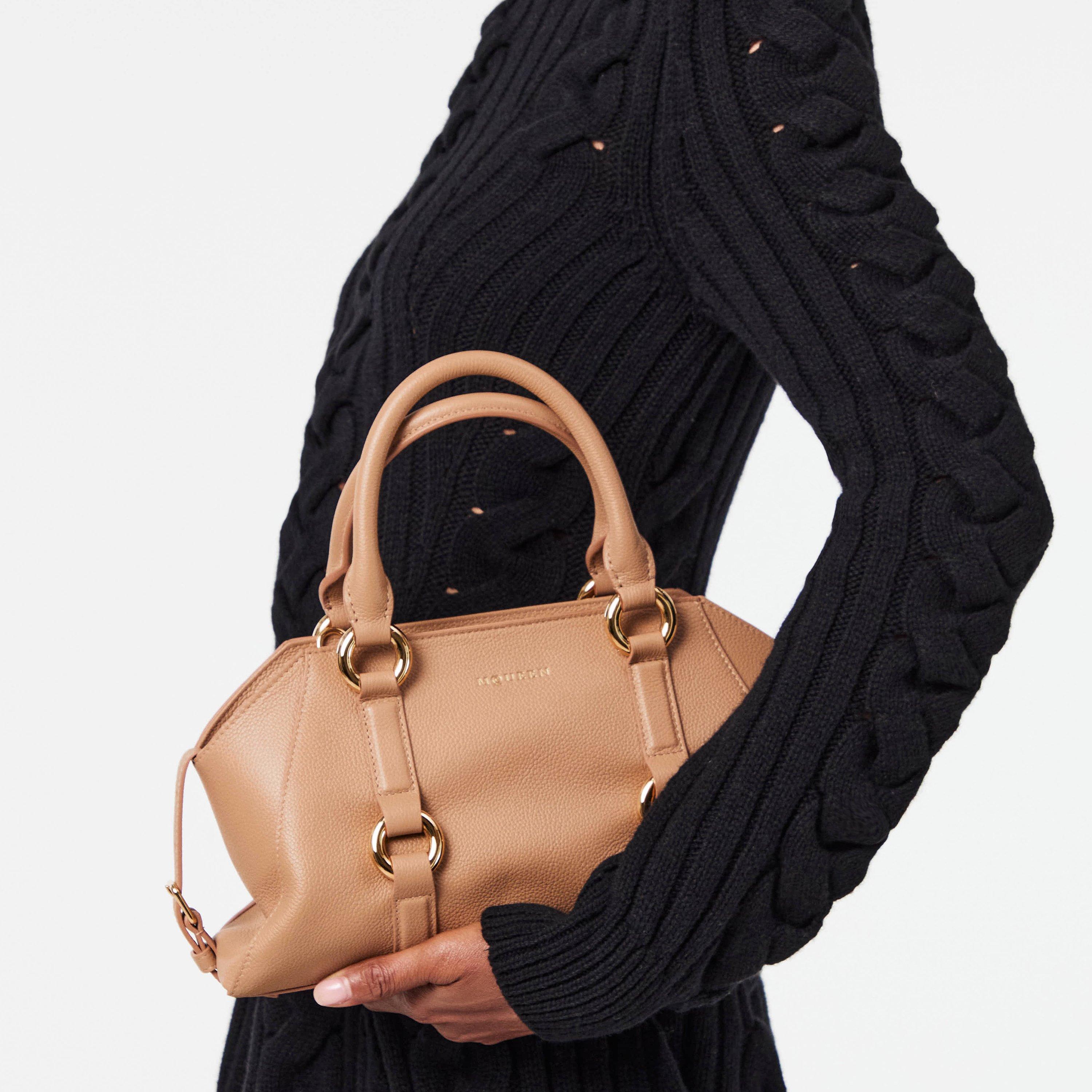 Sand/Gold - Alexander McQueen - Women's Alex Farringdon Top Handle Bag - 3