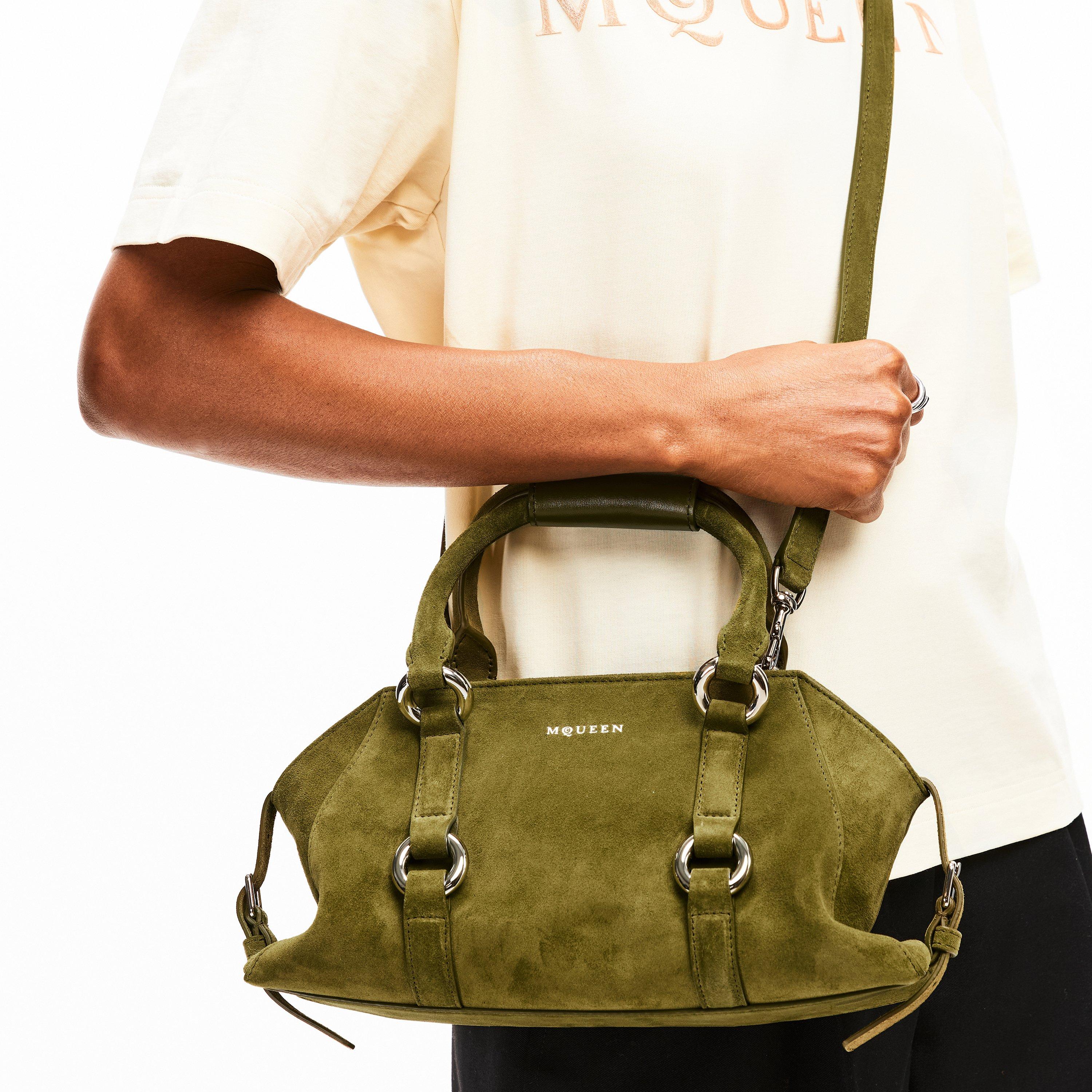 Olive/Silver - Alexander McQueen - Women's Alex Farringdon Top Handle Bag - 3