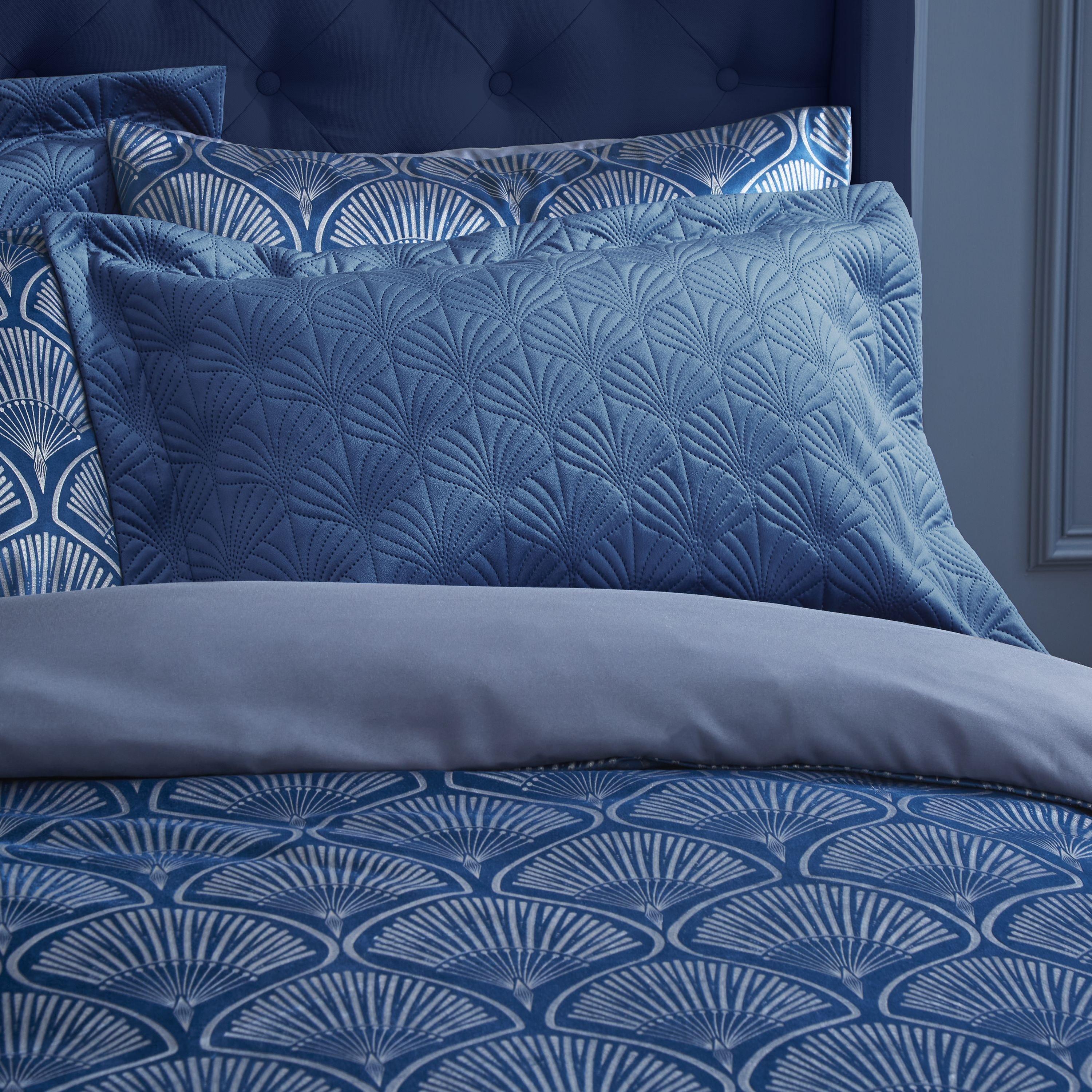Catherine Lansfield (Navy) Art Deco Pearl Shell Textured Oxford Pillow Sham - Image 5