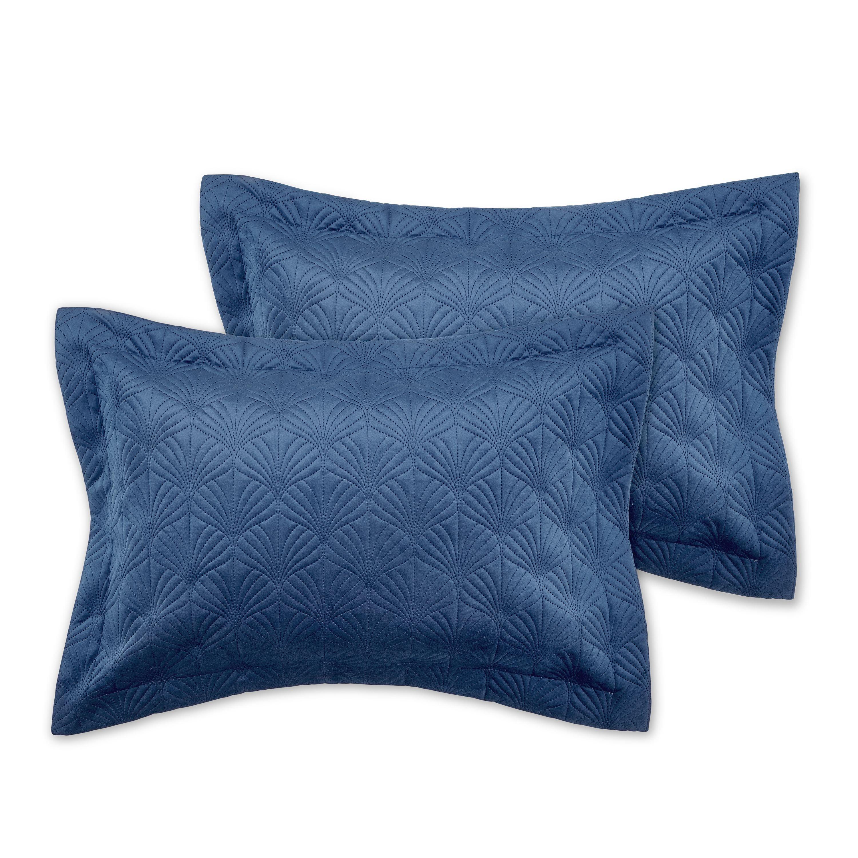 Navy Blue - Catherine Lansfield - Art Deco Pearl Quilted Pillow sham Pair - 2
