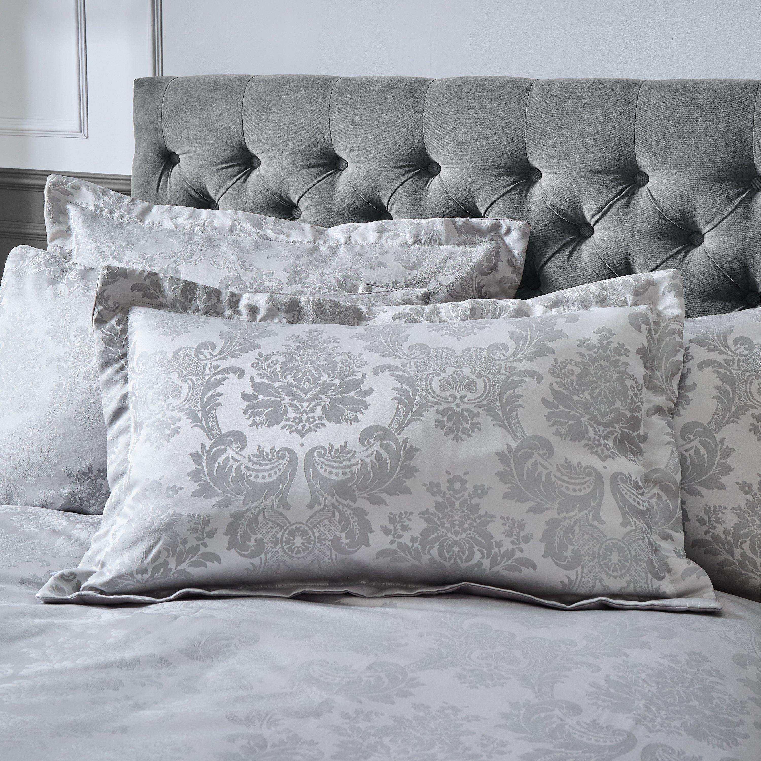 Catherine Lansfield  Damask Jacquard Quilted Pillow Sham Pair - Silver Grey - Pillowsham