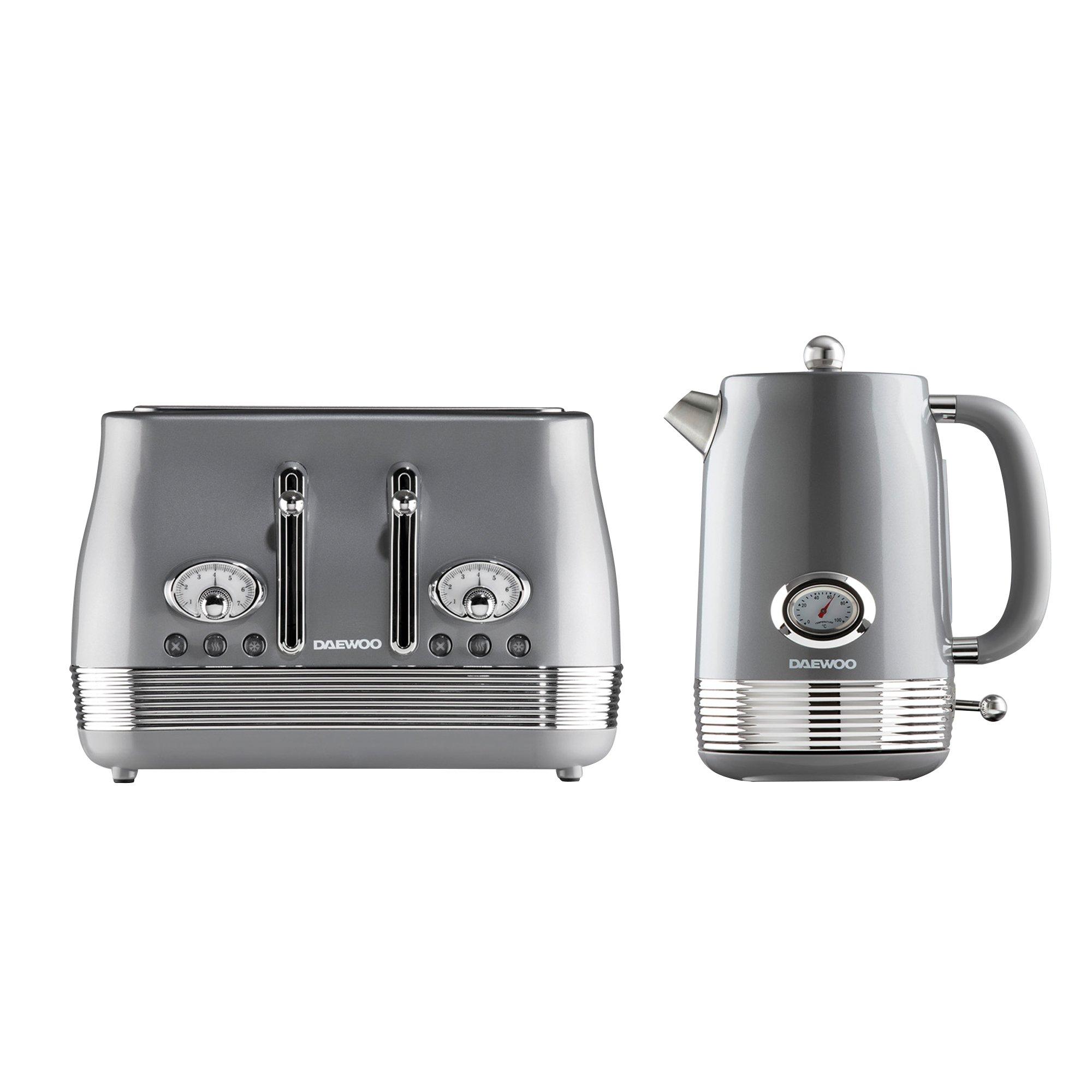 Smoked Grey - Daewoo Electricals - DENVER KETTLE & TOASTER 4 SLICE SMOKED GREY - 1