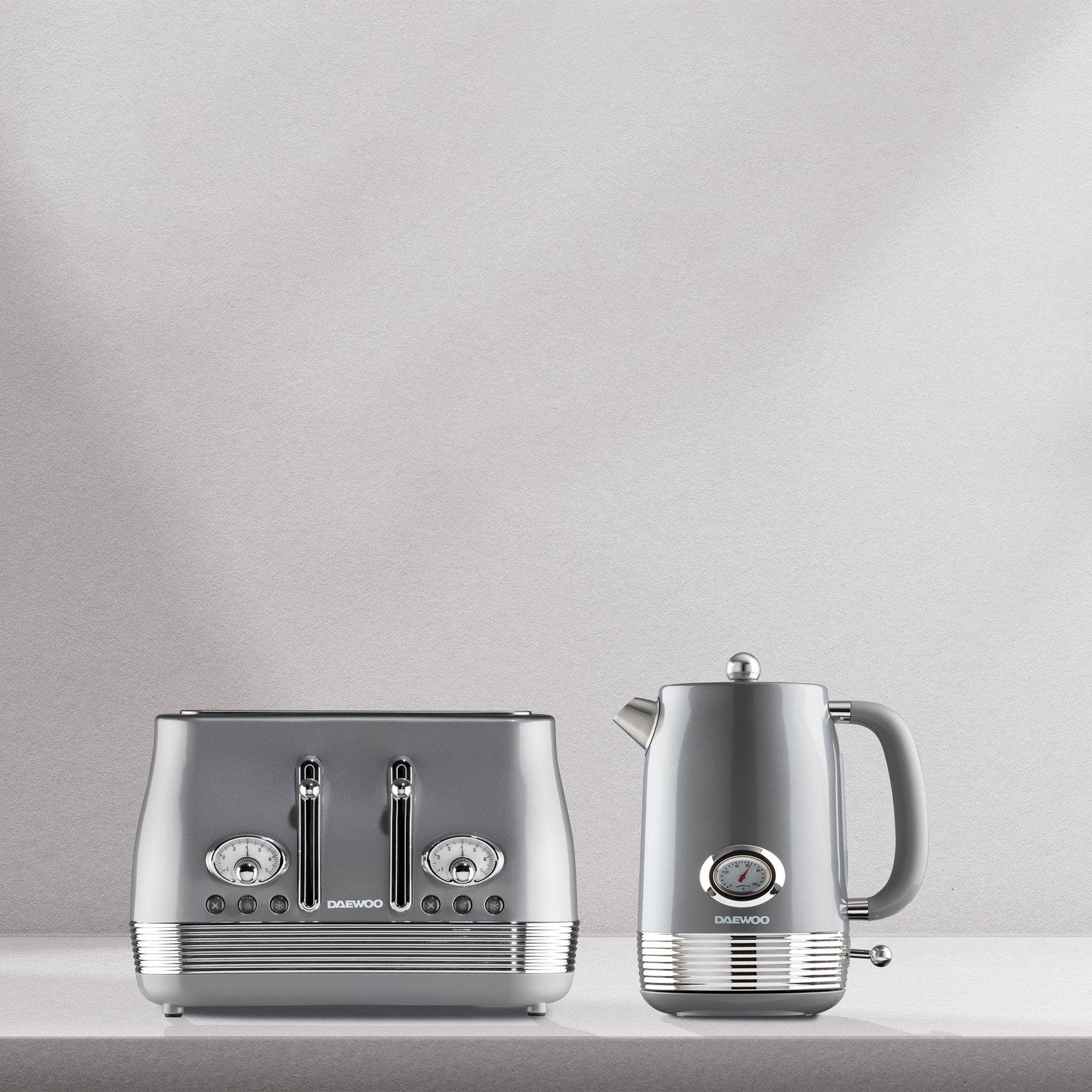 Smoked Grey - Daewoo Electricals - DENVER KETTLE & TOASTER 4 SLICE SMOKED GREY - 2