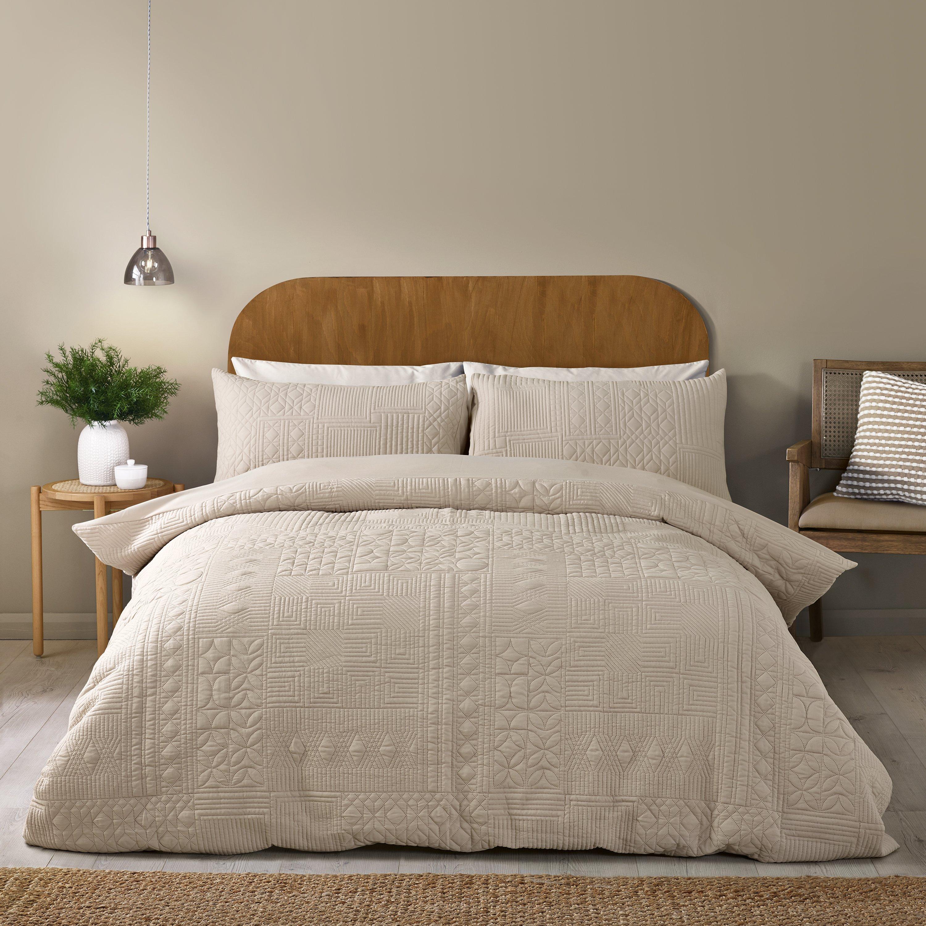 Natural - Catherine Lansfield - Folkstone Geo Duvet Cover Set - 1