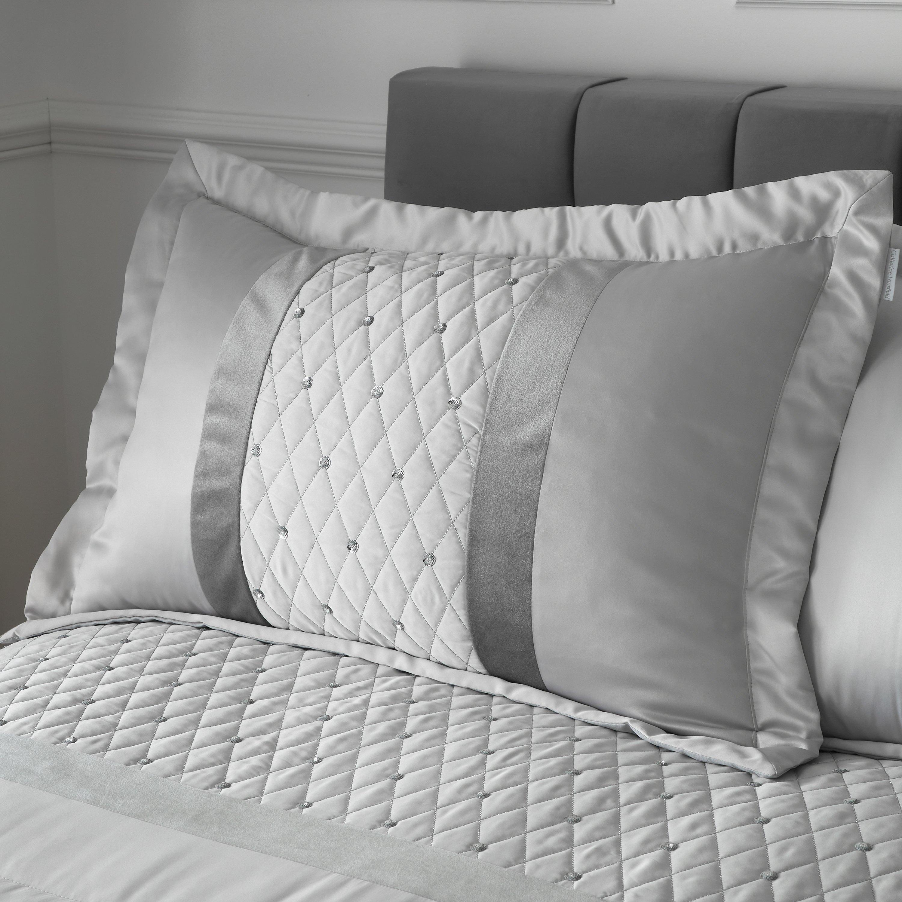Catherine Lansfield Sequin Cluster Quilted Pillow Sham Pair Grey Pillowsham - Image 6