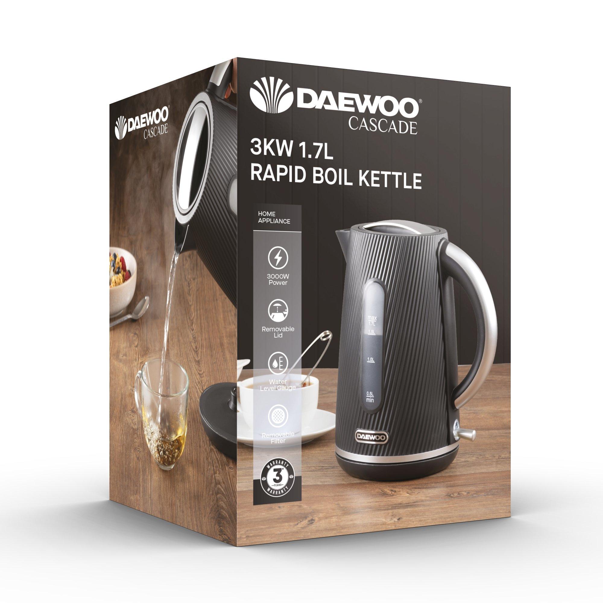 Black - Daewoo Electricals - CASCADE 1.7L 3KW KETTLE BLACK - 6
