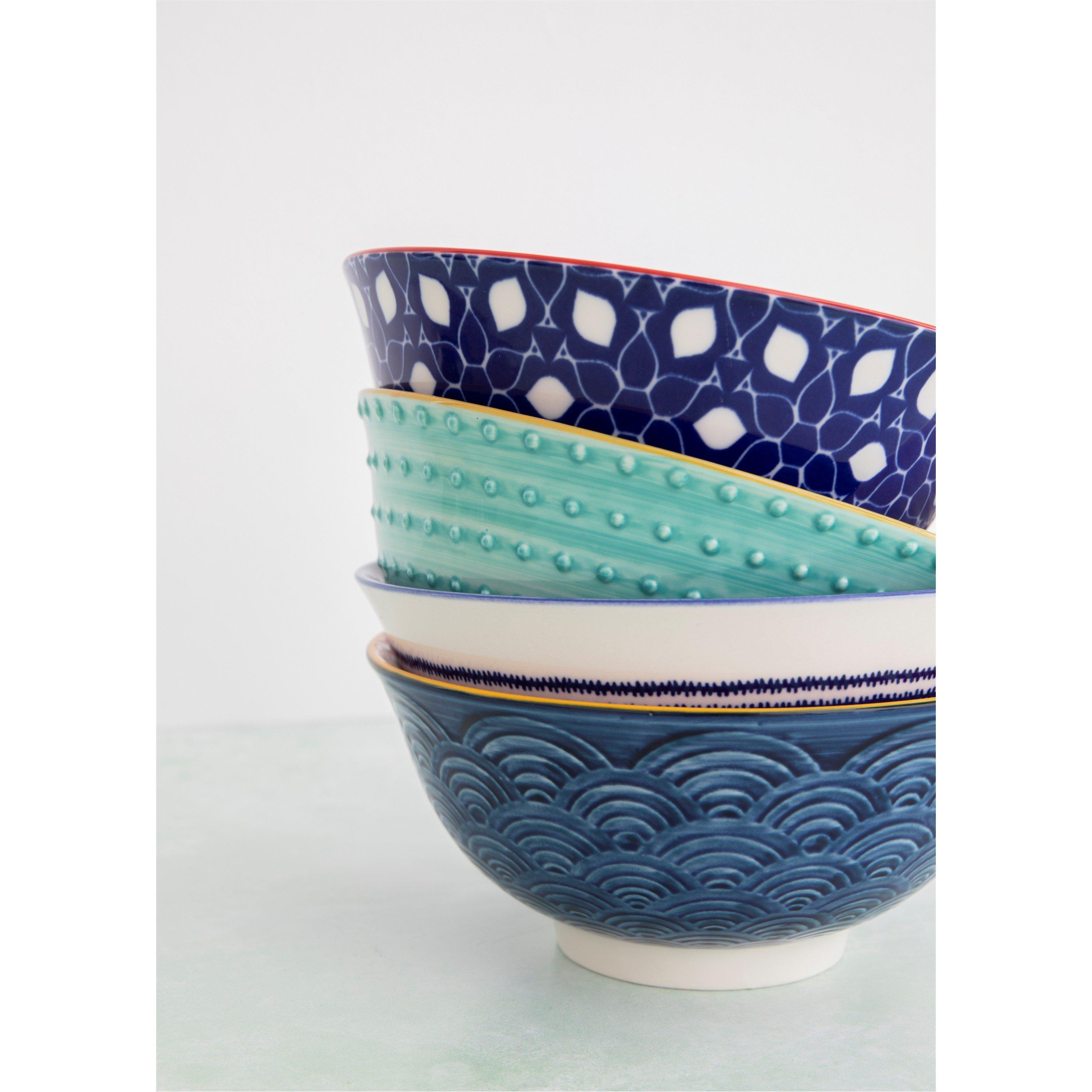 Blue - KitchenCraft - KitchenCraft 4-Piece Ceramic Cereal - Dessert Bowl - 6