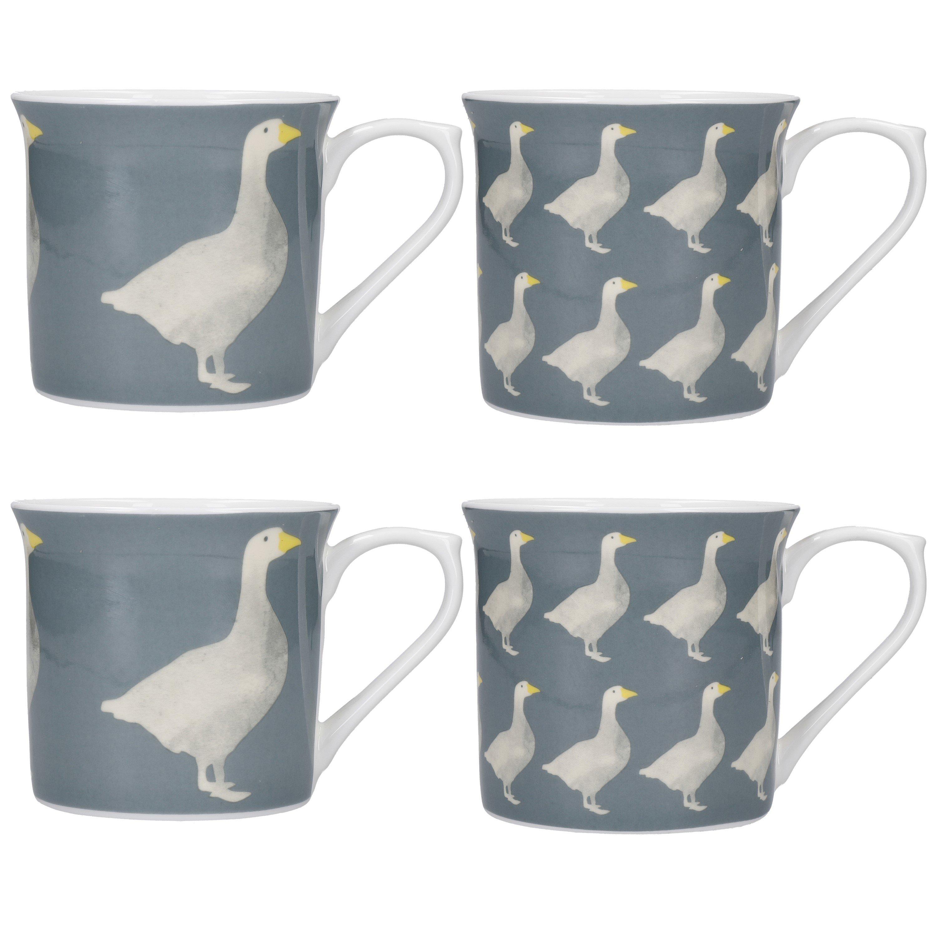 Grey - KitchenCraft - KitchenCraft "Goose" 4-Piece Ceramic Mug Set - 1