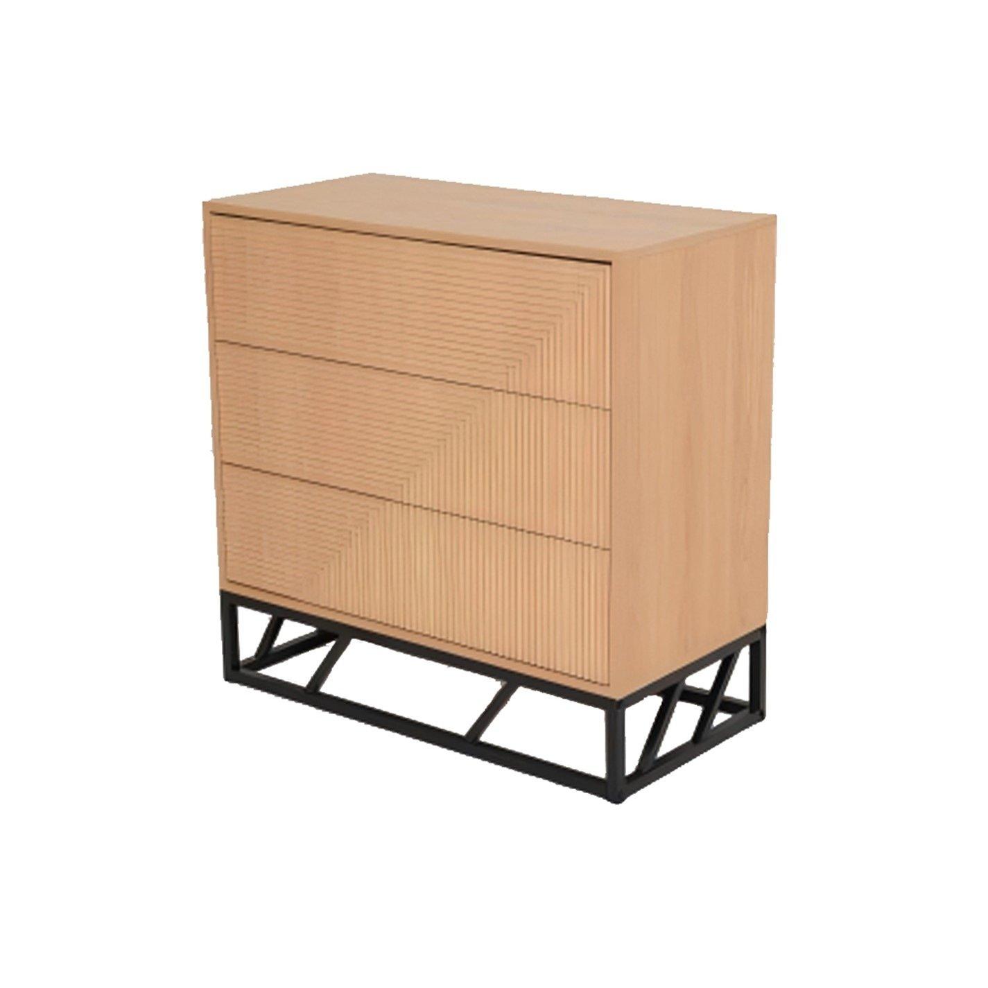 Castanho - Biba - Grooved Oak Colour Wooden Chest of 3 Drawers - 3