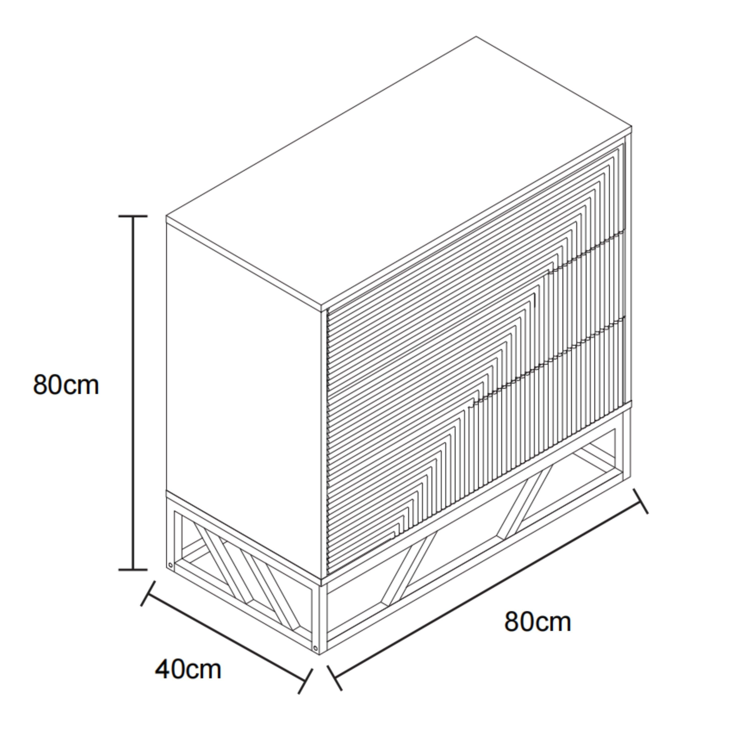 Castanho - Biba - Grooved Oak Colour Wooden Chest of 3 Drawers - 6