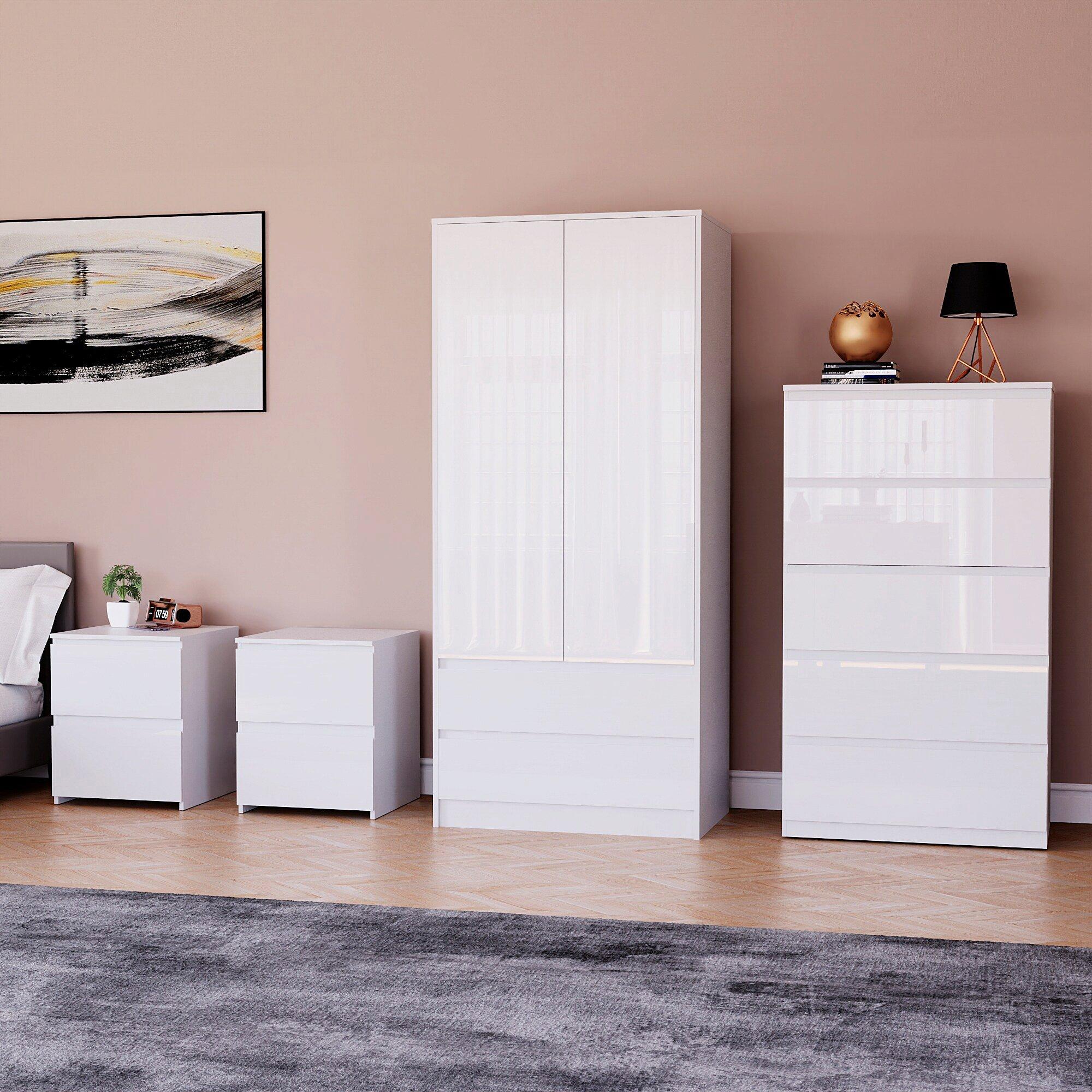 White - Lassic - Vida Designs Glinton Gloss 4 Piece Bedroom Set 3 - 1