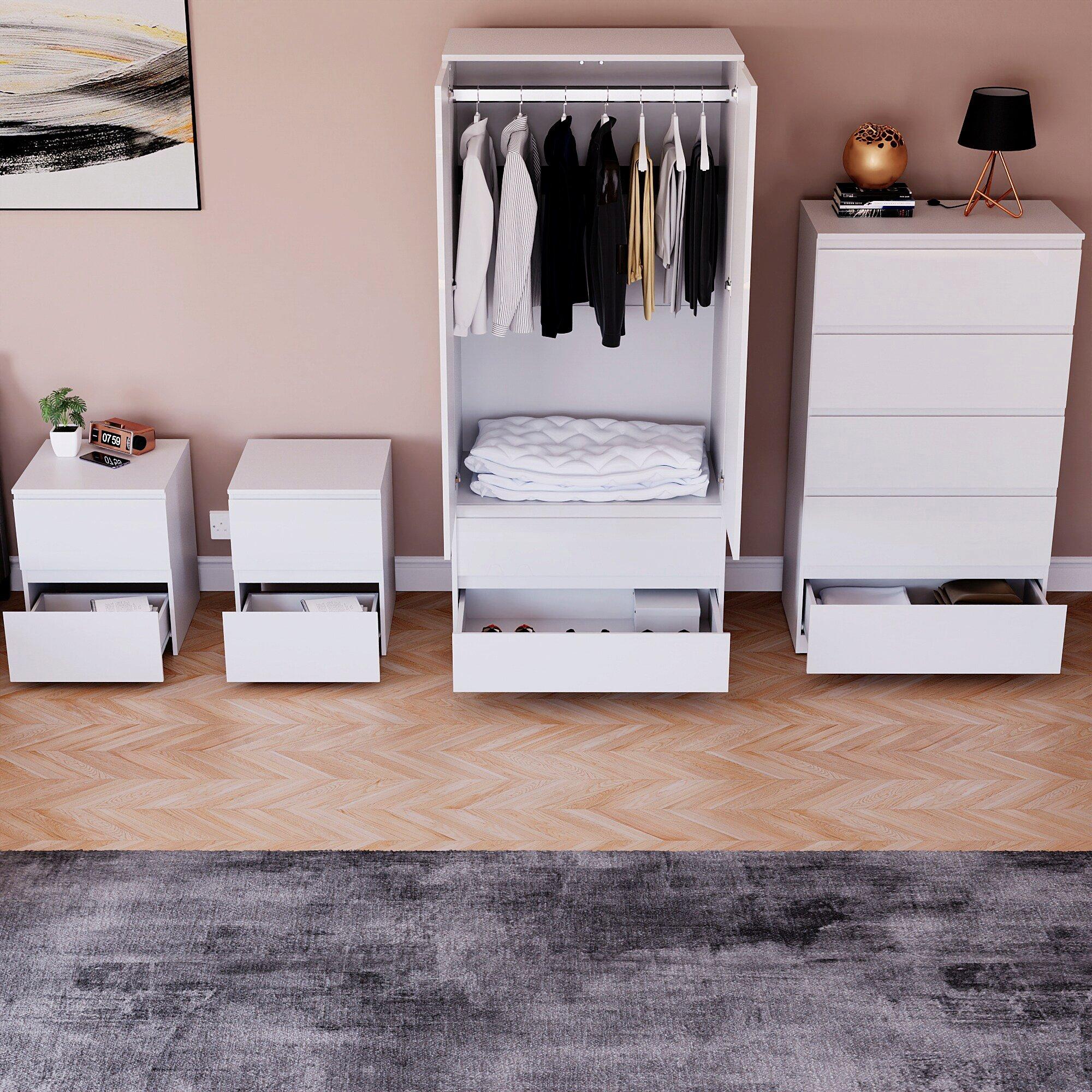 White - Lassic - Vida Designs Glinton Gloss 4 Piece Bedroom Set 3 - 2