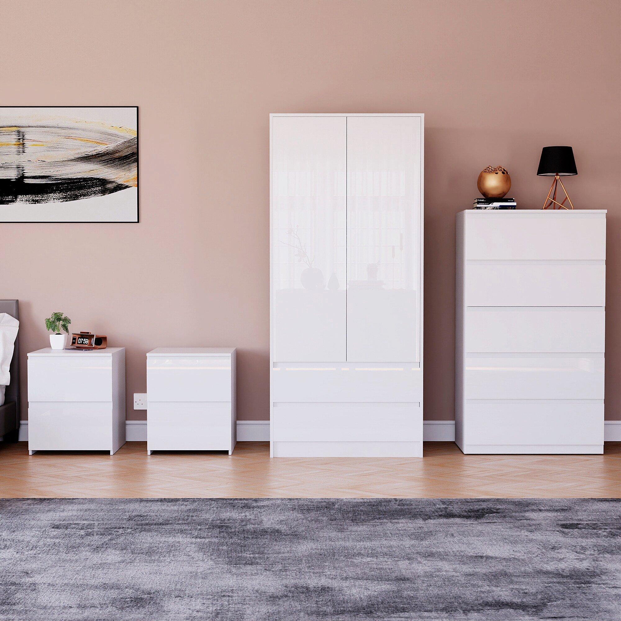 White - Lassic - Vida Designs Glinton Gloss 4 Piece Bedroom Set 3 - 3