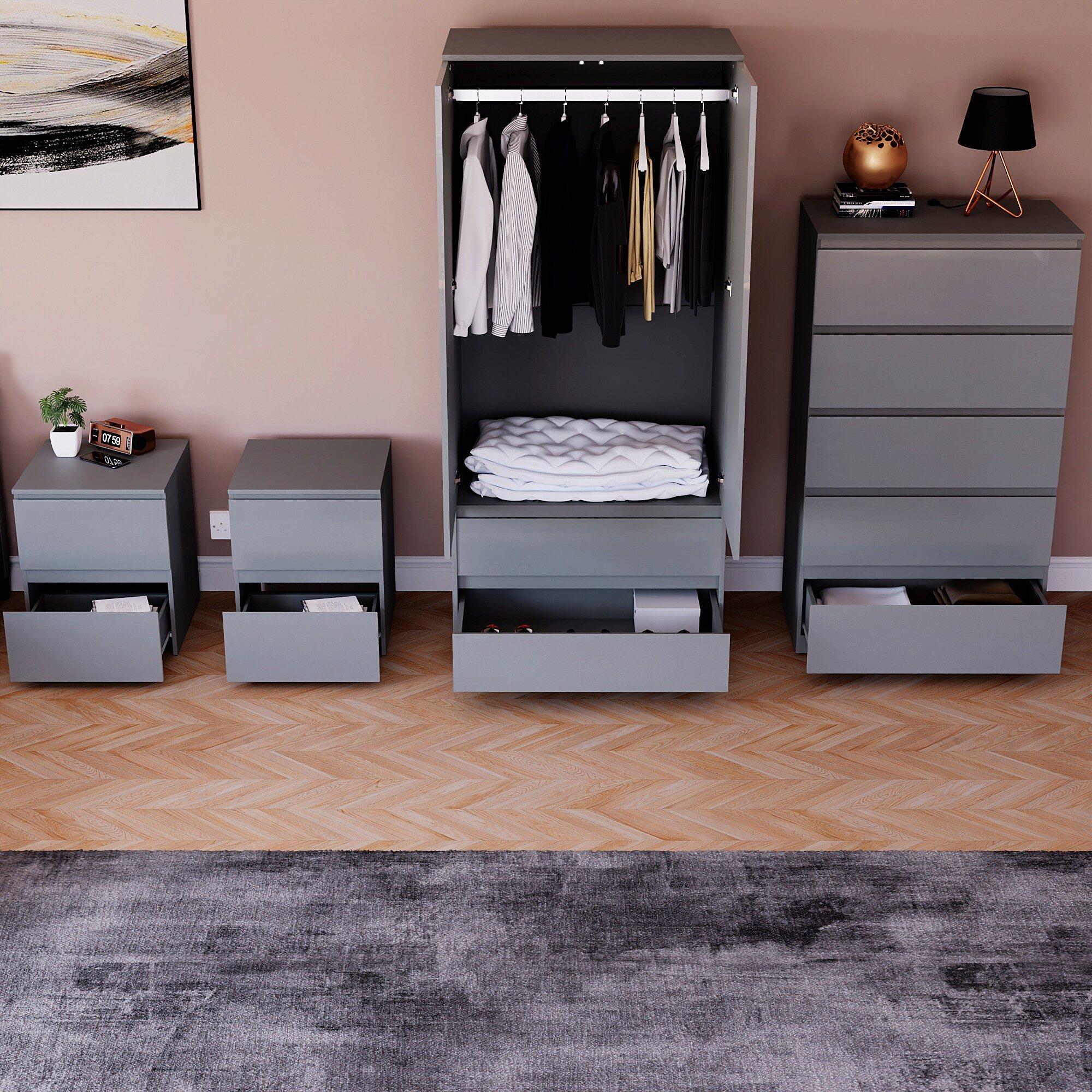 Grey - Lassic - Vida Designs Glinton Gloss 4 Piece Bedroom Set 3 - 2