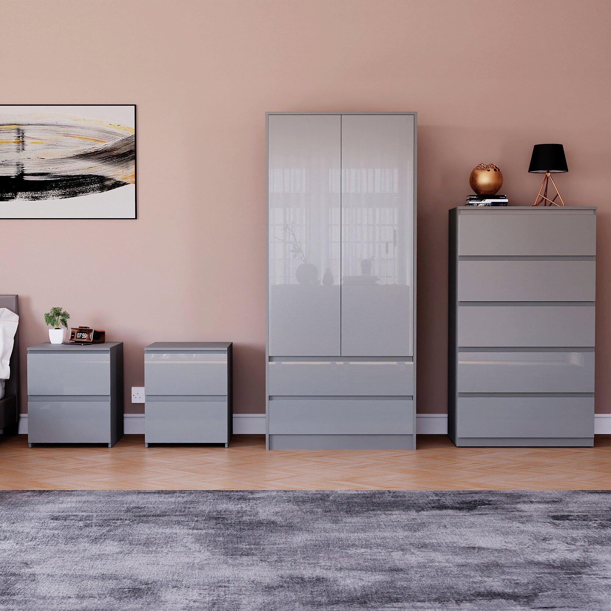 Grey - Lassic - Vida Designs Glinton Gloss 4 Piece Bedroom Set 3 - 3