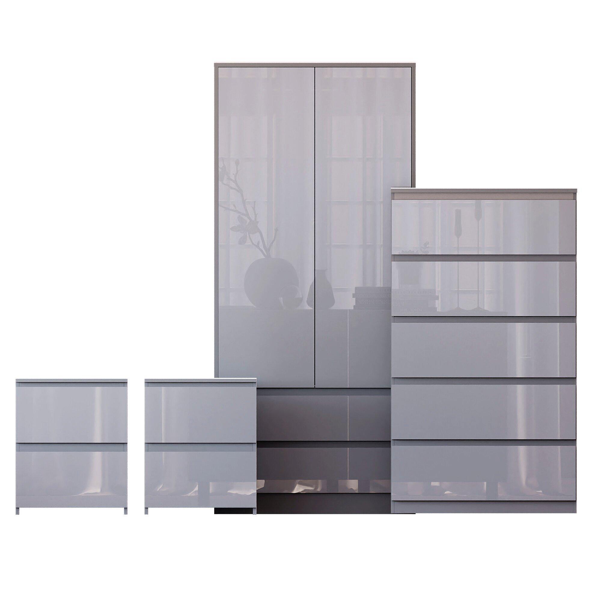 Grey - Lassic - Vida Designs Glinton Gloss 4 Piece Bedroom Set 3 - 10