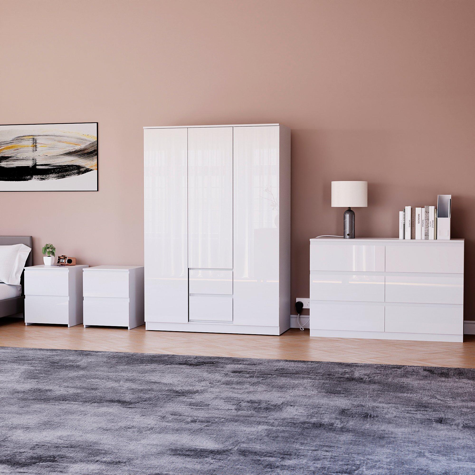 White - Lassic - Vida Designs Glinton Gloss 4 Piece Bedroom Set 9 - 1