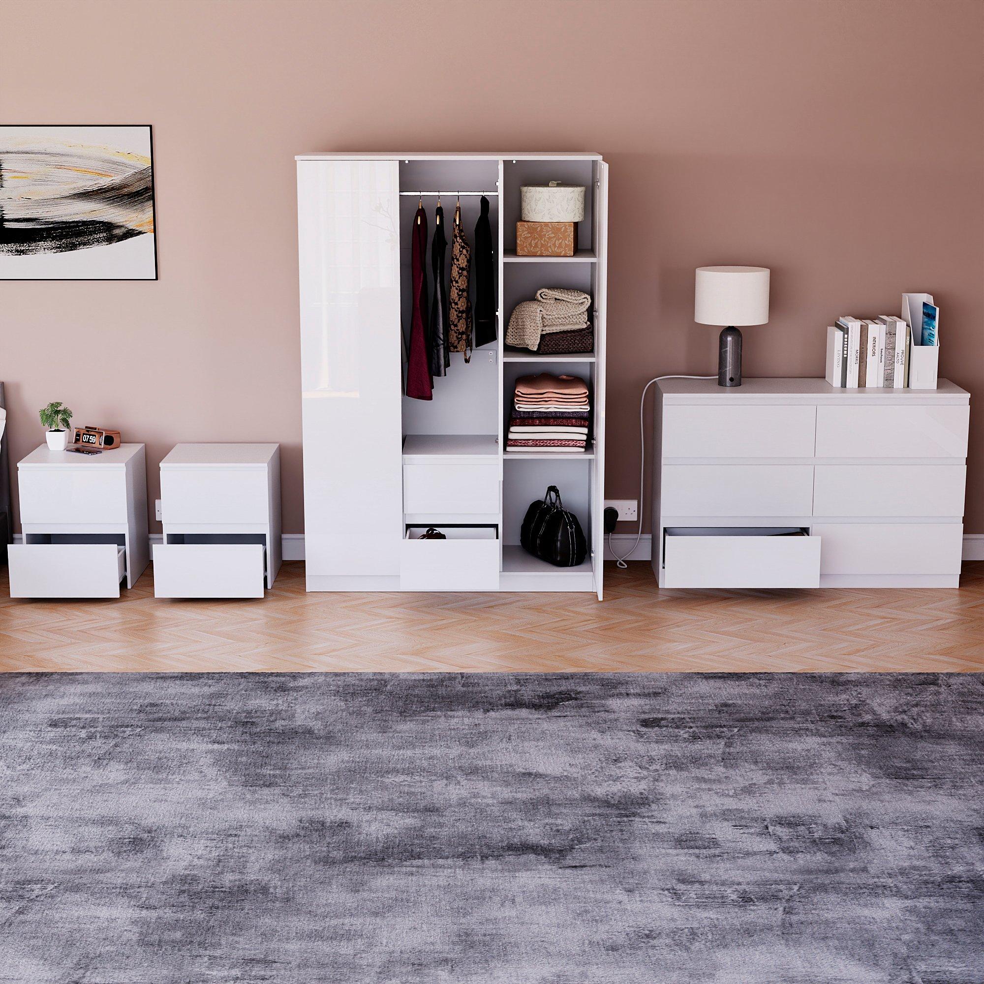 White - Lassic - Vida Designs Glinton Gloss 4 Piece Bedroom Set 9 - 2