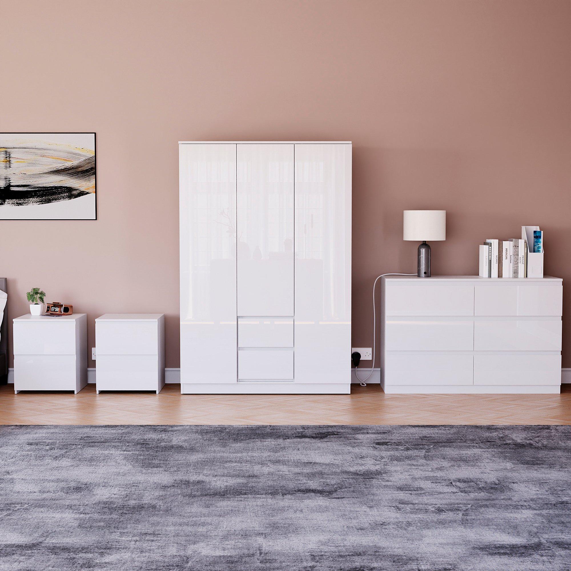 White - Lassic - Vida Designs Glinton Gloss 4 Piece Bedroom Set 9 - 3