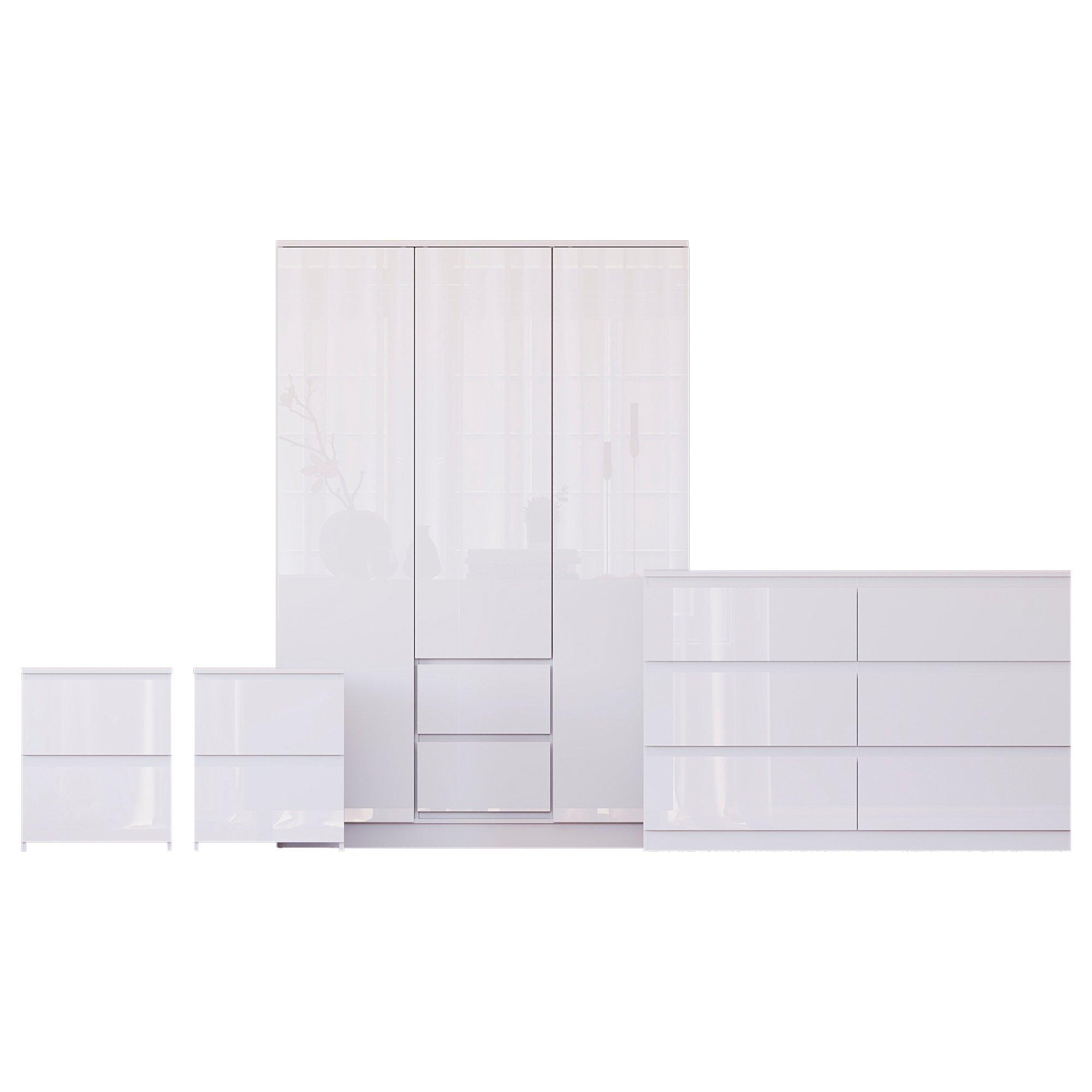 White - Lassic - Vida Designs Glinton Gloss 4 Piece Bedroom Set 9 - 10