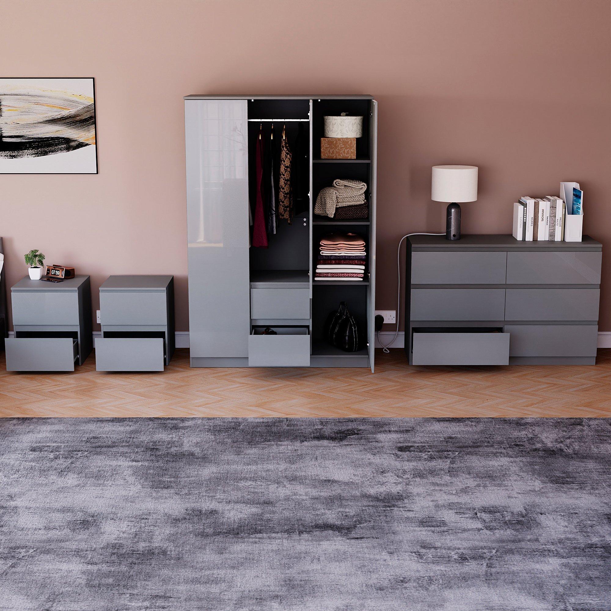 Grey - Lassic - Vida Designs Glinton Gloss 4 Piece Bedroom Set 9 - 2