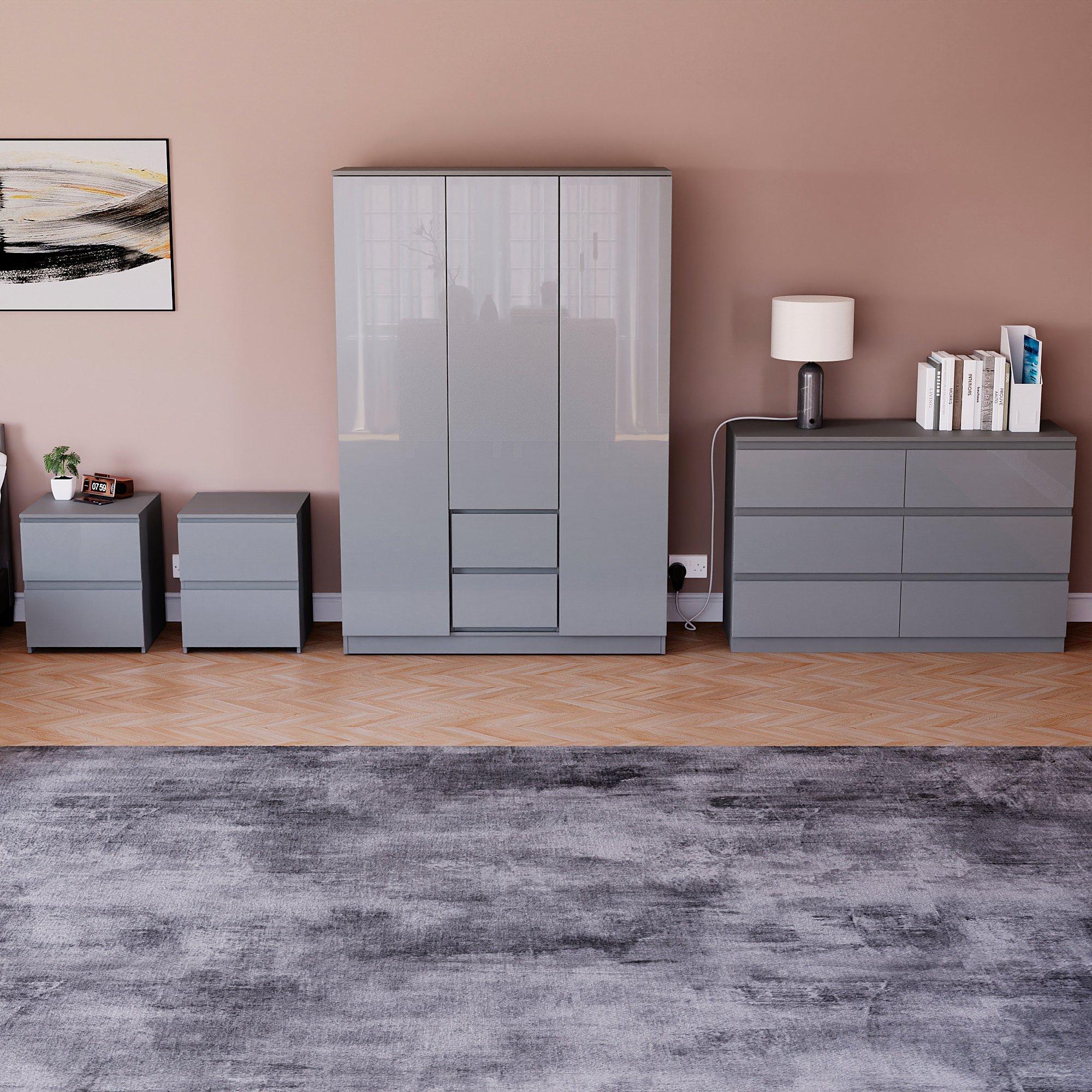 Grey - Lassic - Vida Designs Glinton Gloss 4 Piece Bedroom Set 9 - 3