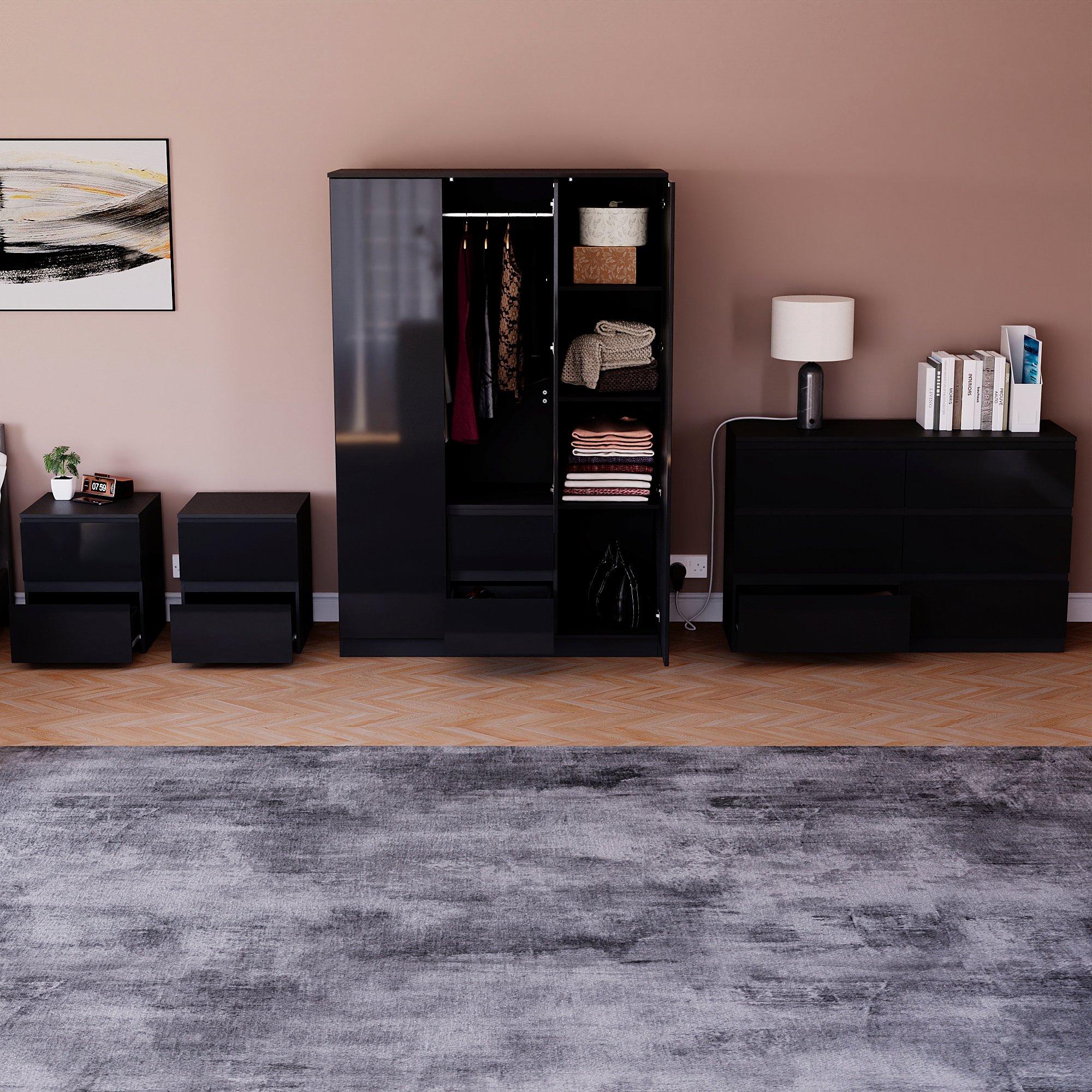 Black - Lassic - Vida Designs Glinton Gloss 4 Piece Bedroom Set 9 - 2