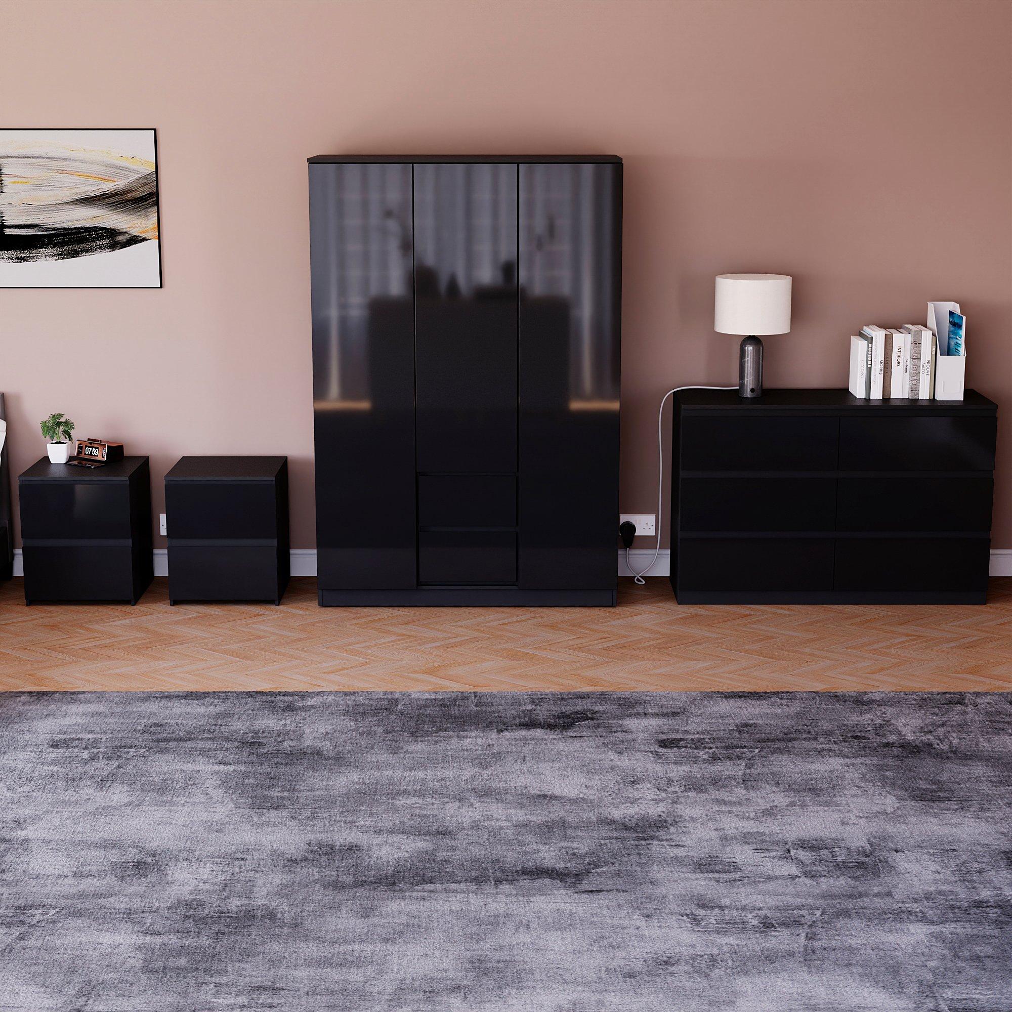 Black - Lassic - Vida Designs Glinton Gloss 4 Piece Bedroom Set 9 - 3