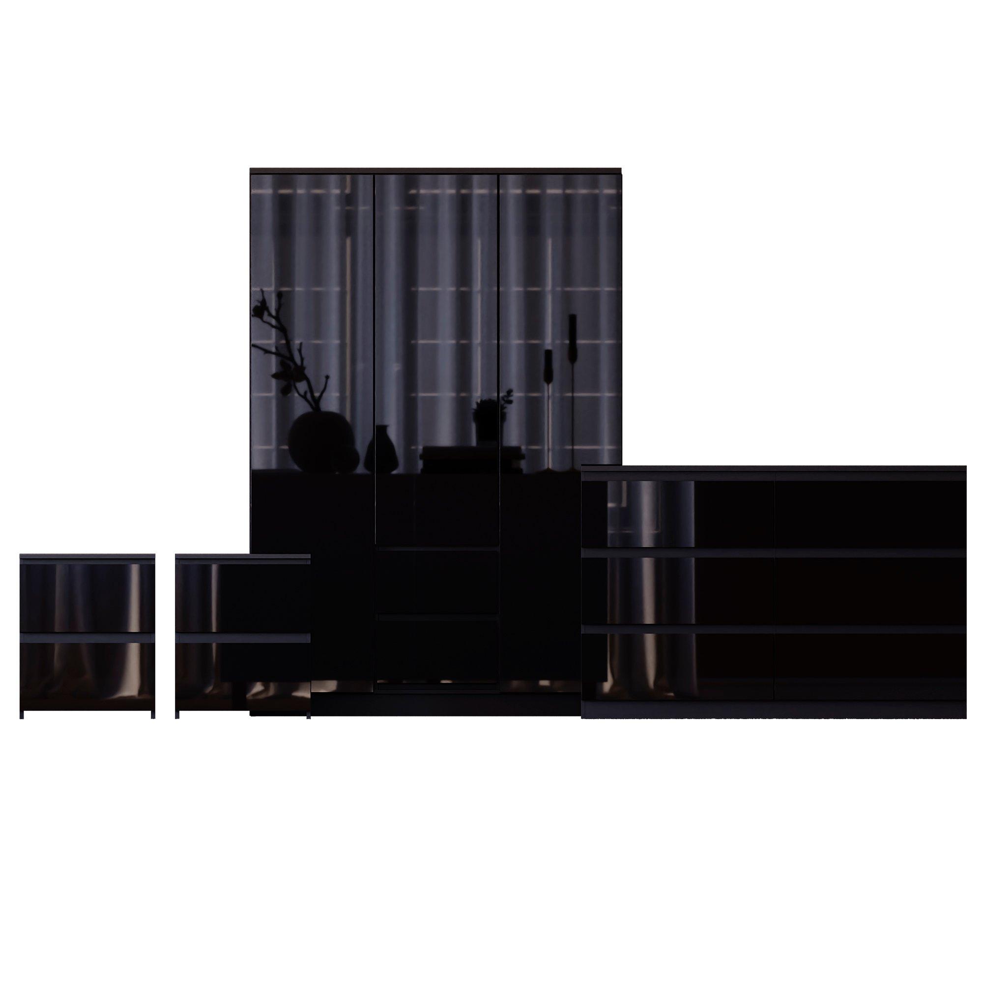Black - Lassic - Vida Designs Glinton Gloss 4 Piece Bedroom Set 9 - 10