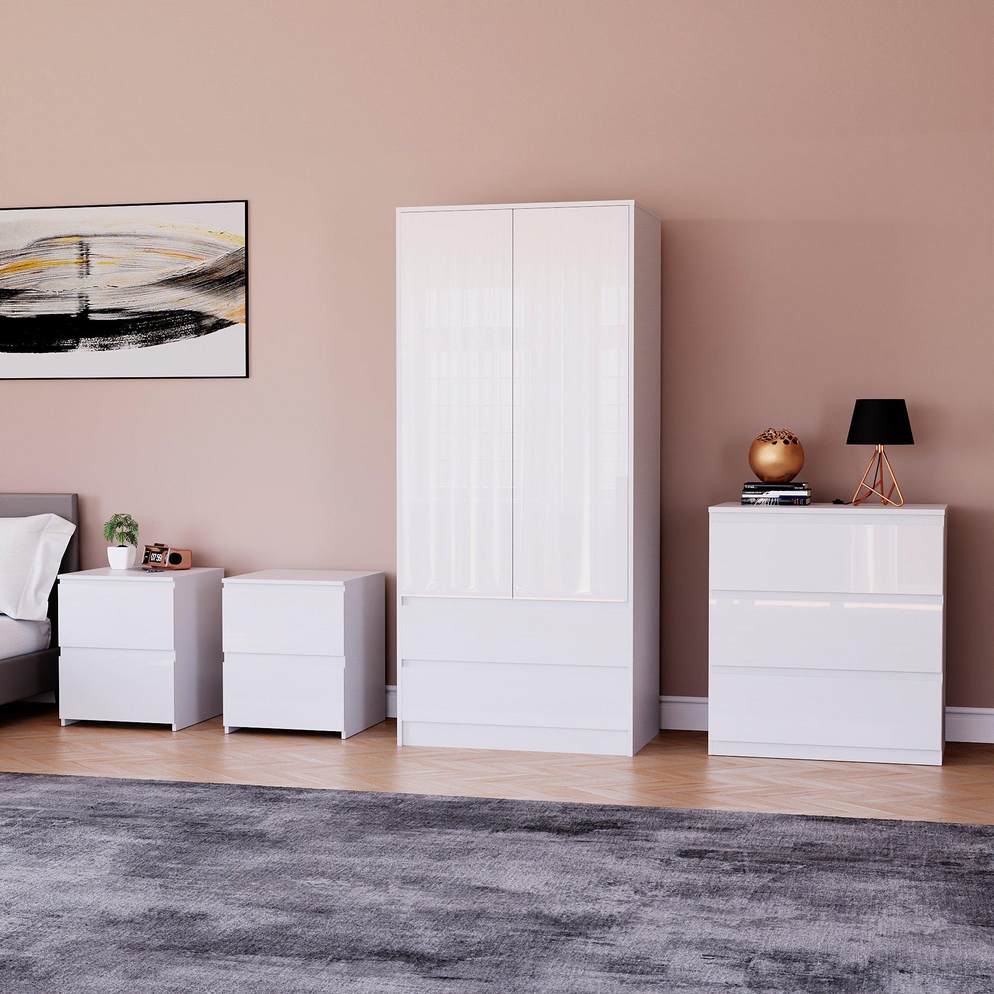 White - Lassic - Vida Designs Glinton Gloss 4 Piece Bedroom Set 1 - 1