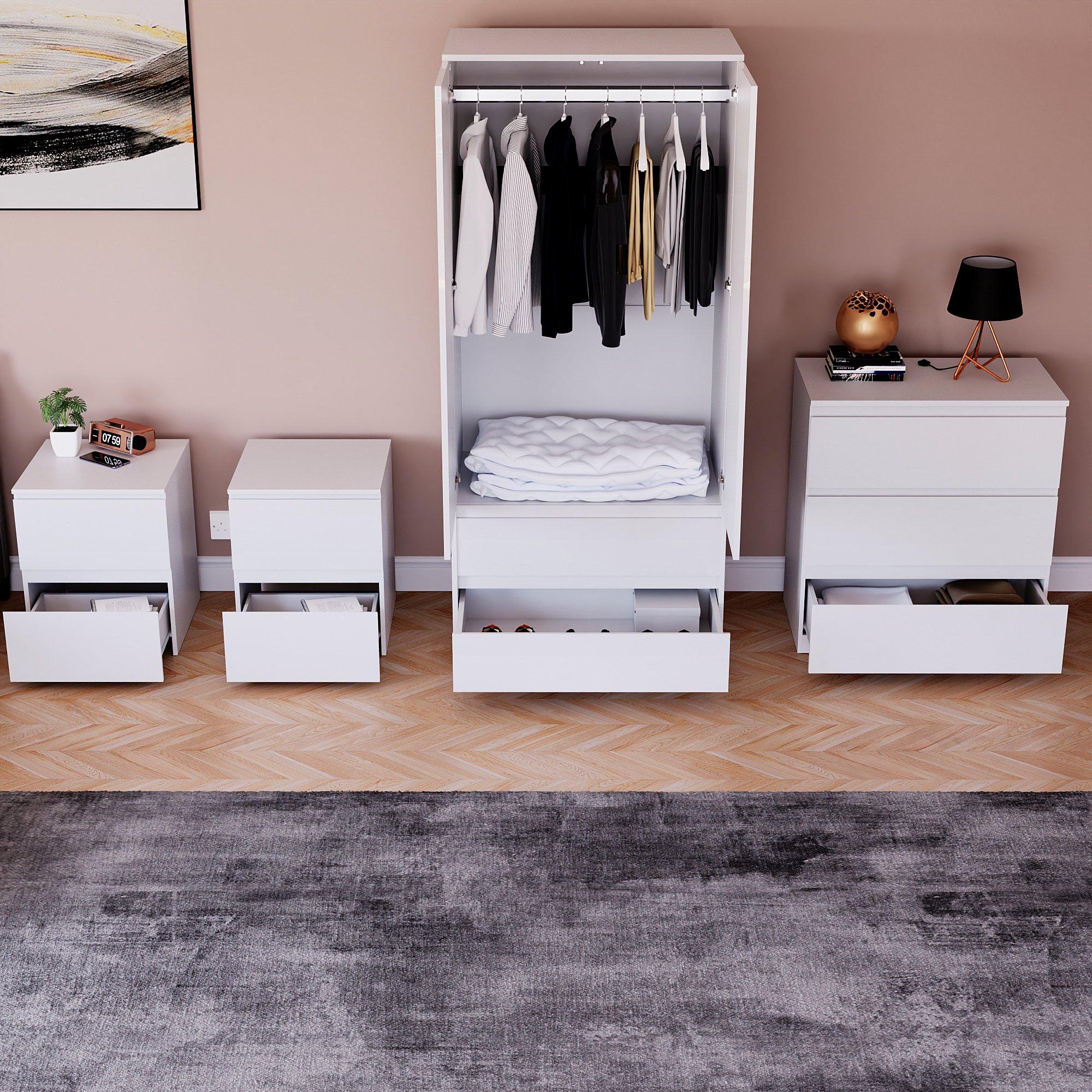 White - Lassic - Vida Designs Glinton Gloss 4 Piece Bedroom Set 1 - 2