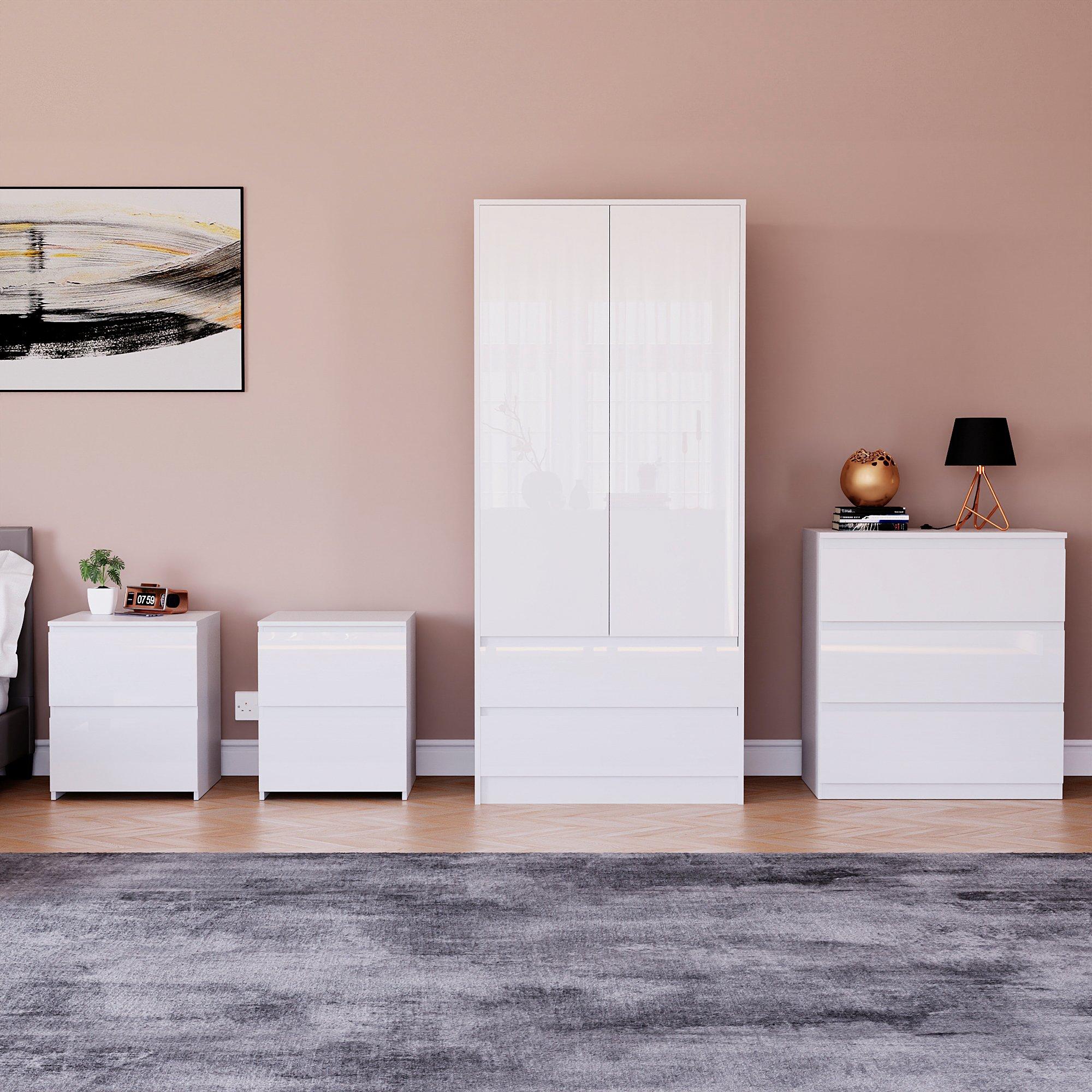 White - Lassic - Vida Designs Glinton Gloss 4 Piece Bedroom Set 1 - 3