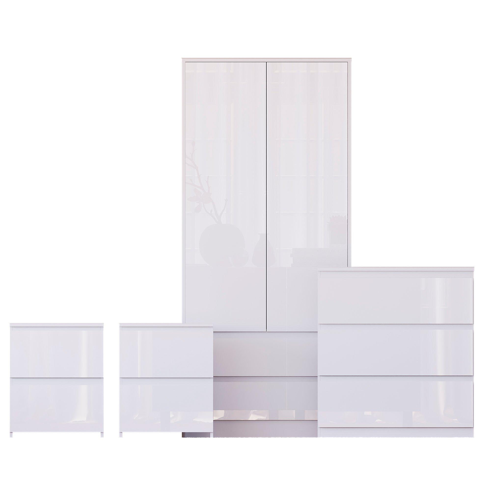 White - Lassic - Vida Designs Glinton Gloss 4 Piece Bedroom Set 1 - 10