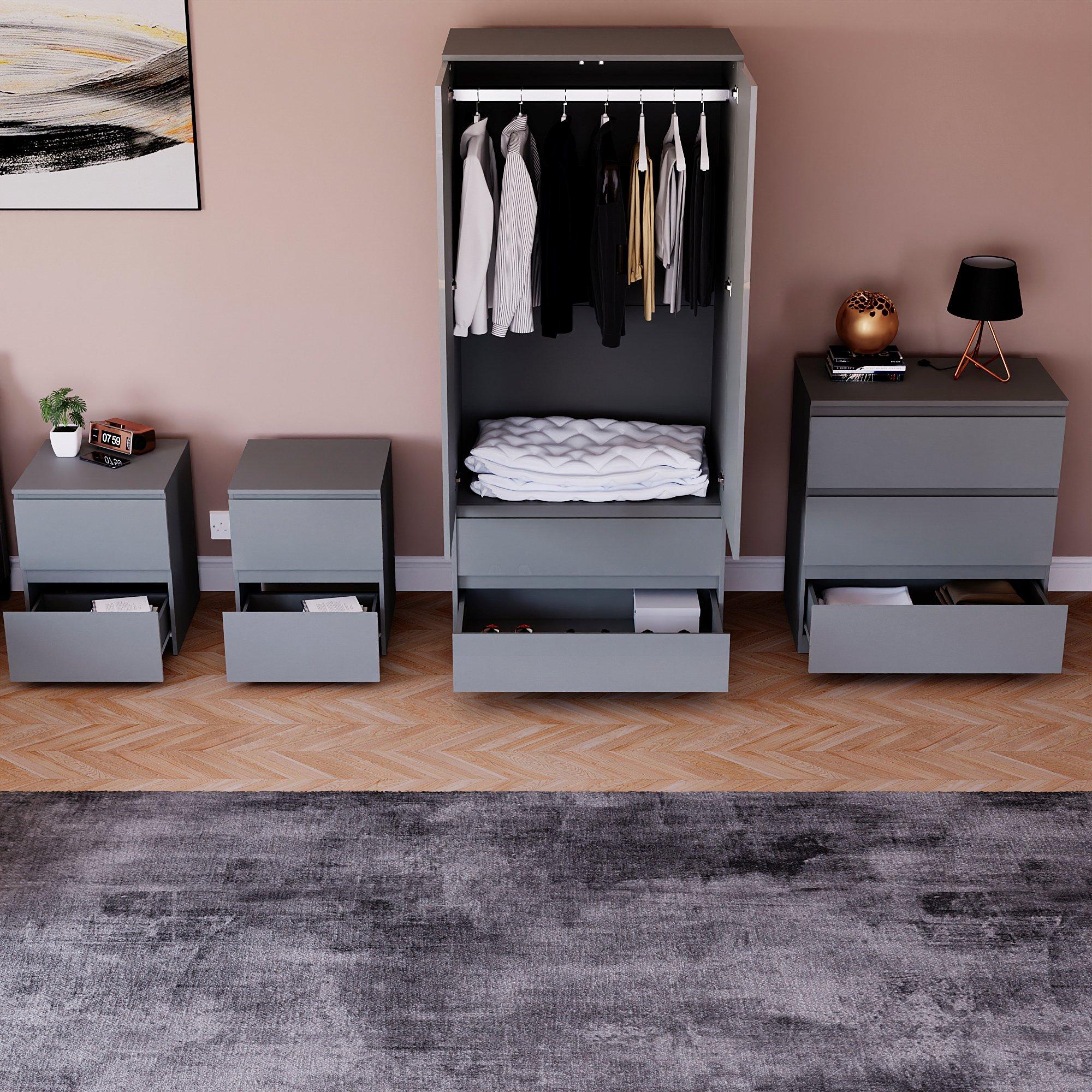 Grey - Lassic - Vida Designs Glinton Gloss 4 Piece Bedroom Set 1 - 2