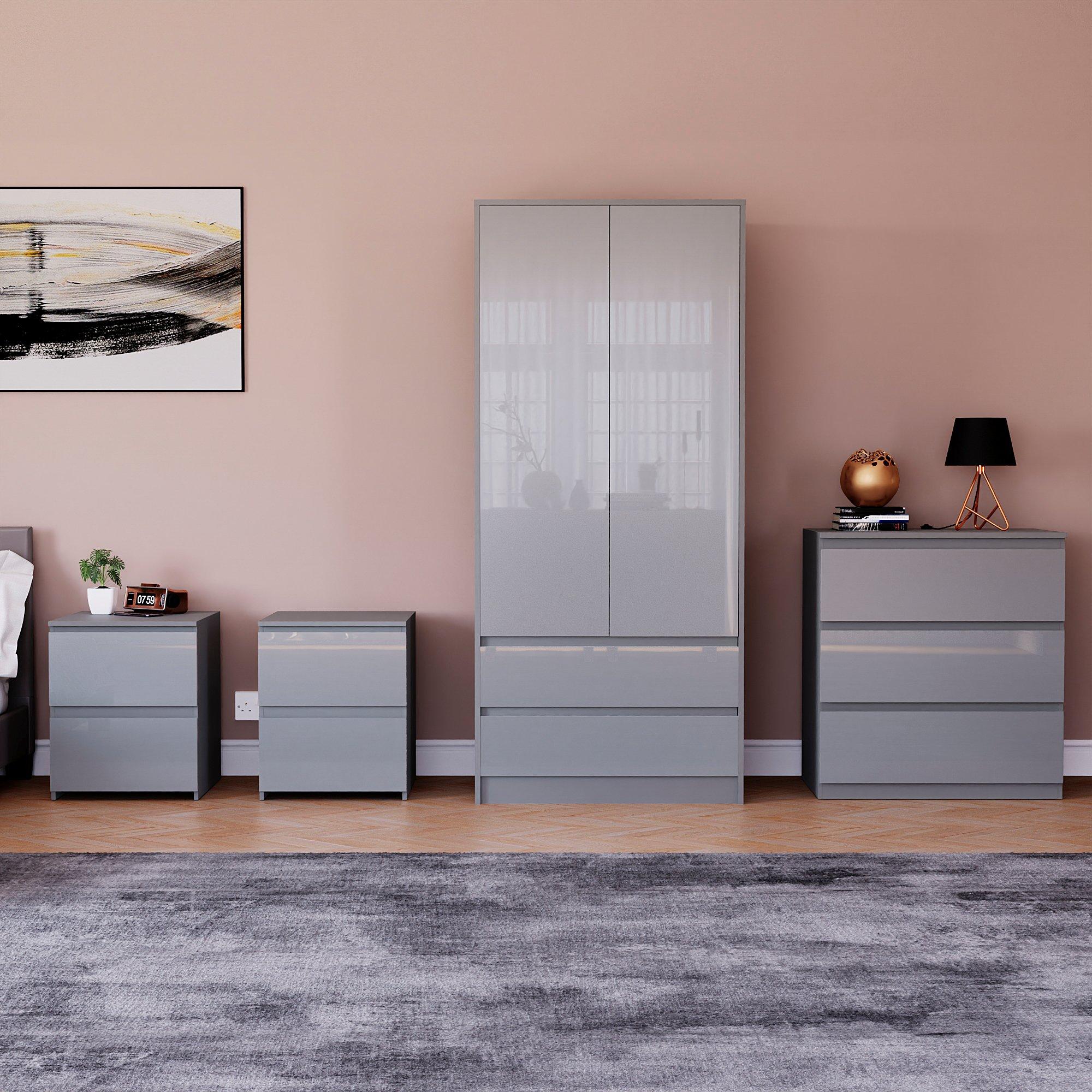 Grey - Lassic - Vida Designs Glinton Gloss 4 Piece Bedroom Set 1 - 3