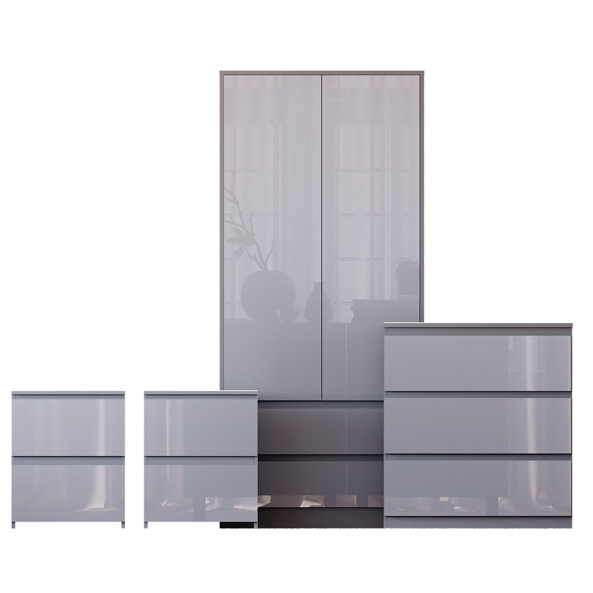 Grey - Lassic - Vida Designs Glinton Gloss 4 Piece Bedroom Set 1 - 10