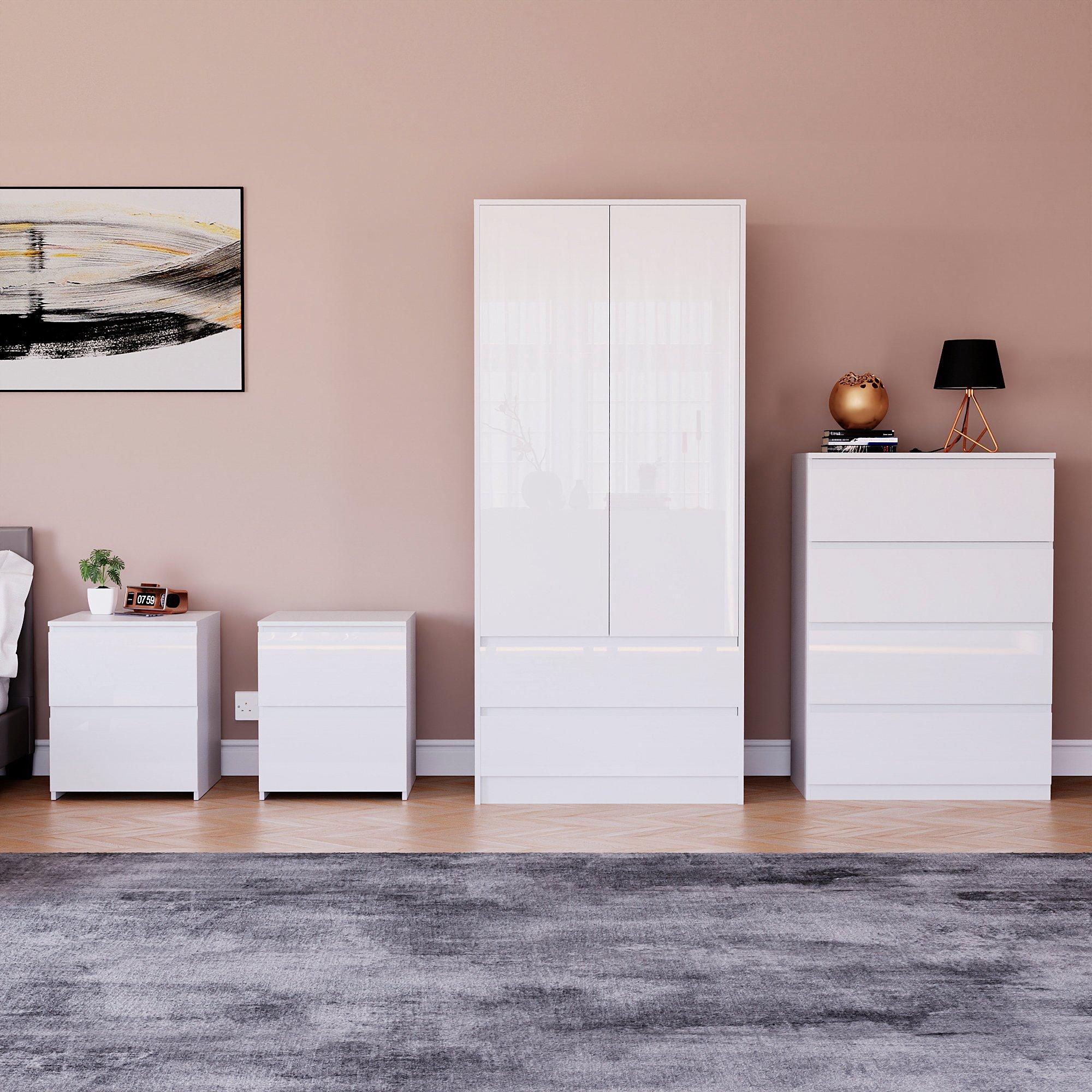 White - Lassic - Vida Designs Glinton Gloss 4 Piece Bedroom Set 5 - 3