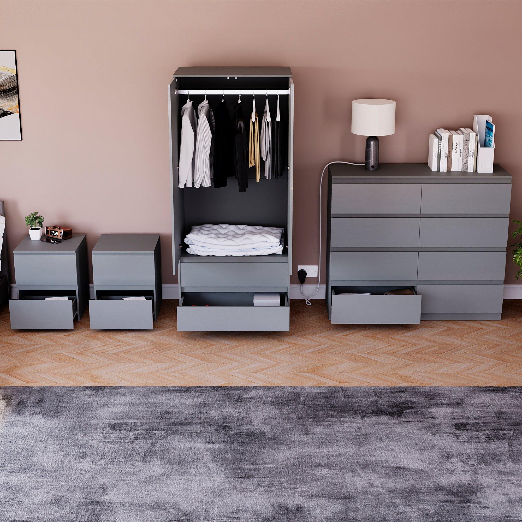 Grey - Lassic - Vida Designs Glinton Gloss 4 Piece Bedroom Set 5 - 2