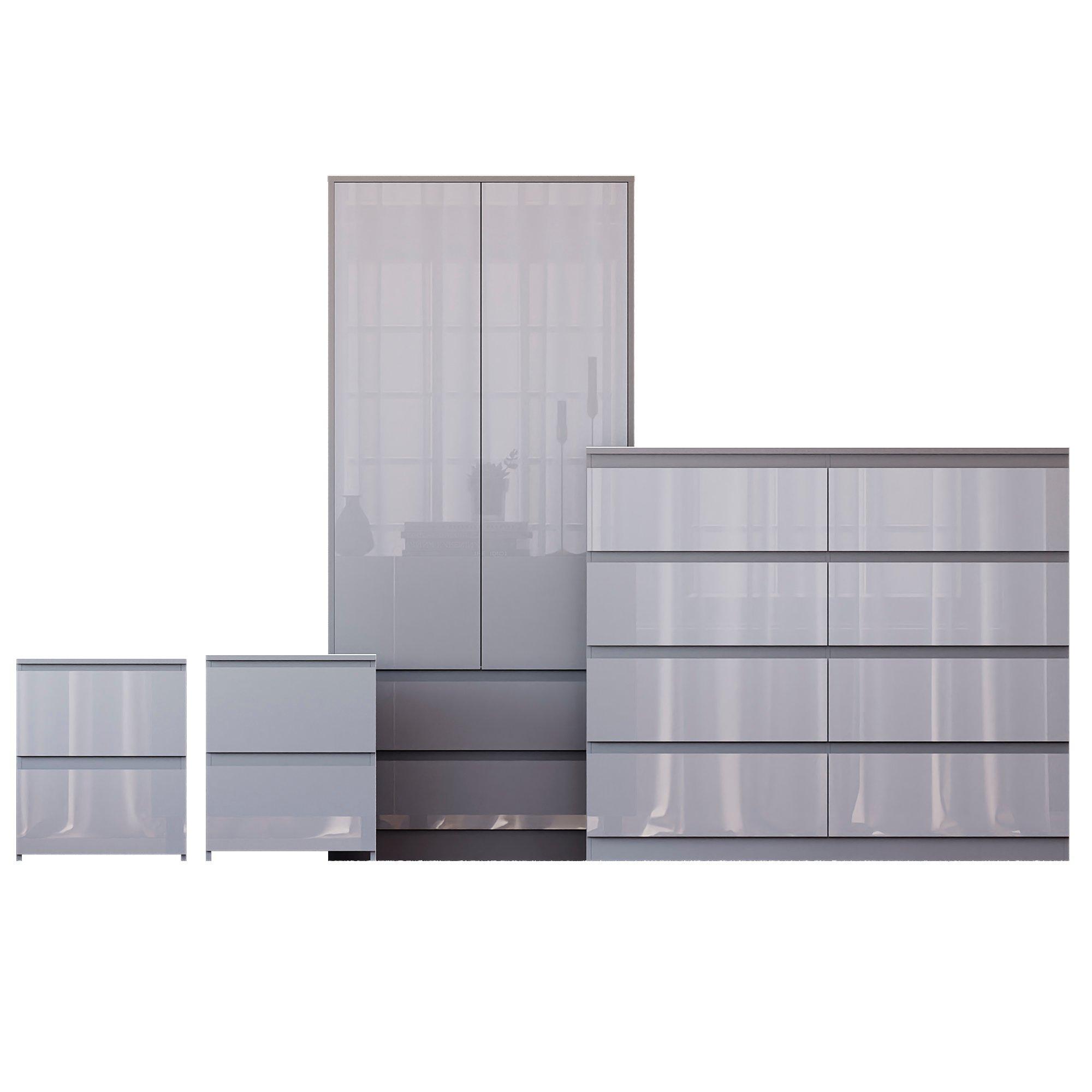 Grey - Lassic - Vida Designs Glinton Gloss 4 Piece Bedroom Set 5 - 10