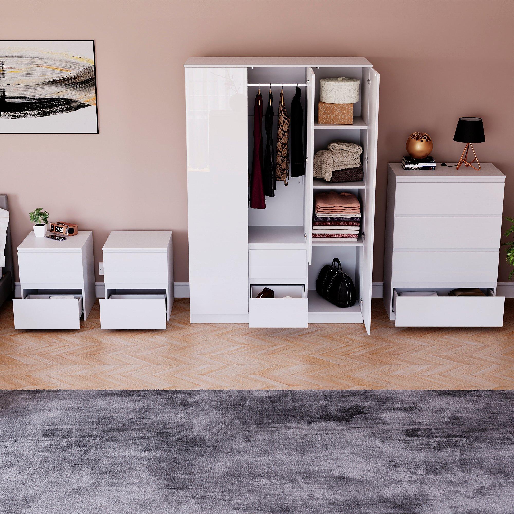 White - Lassic - Vida Designs Glinton Gloss 4 Piece Bedroom Set 7 - 2