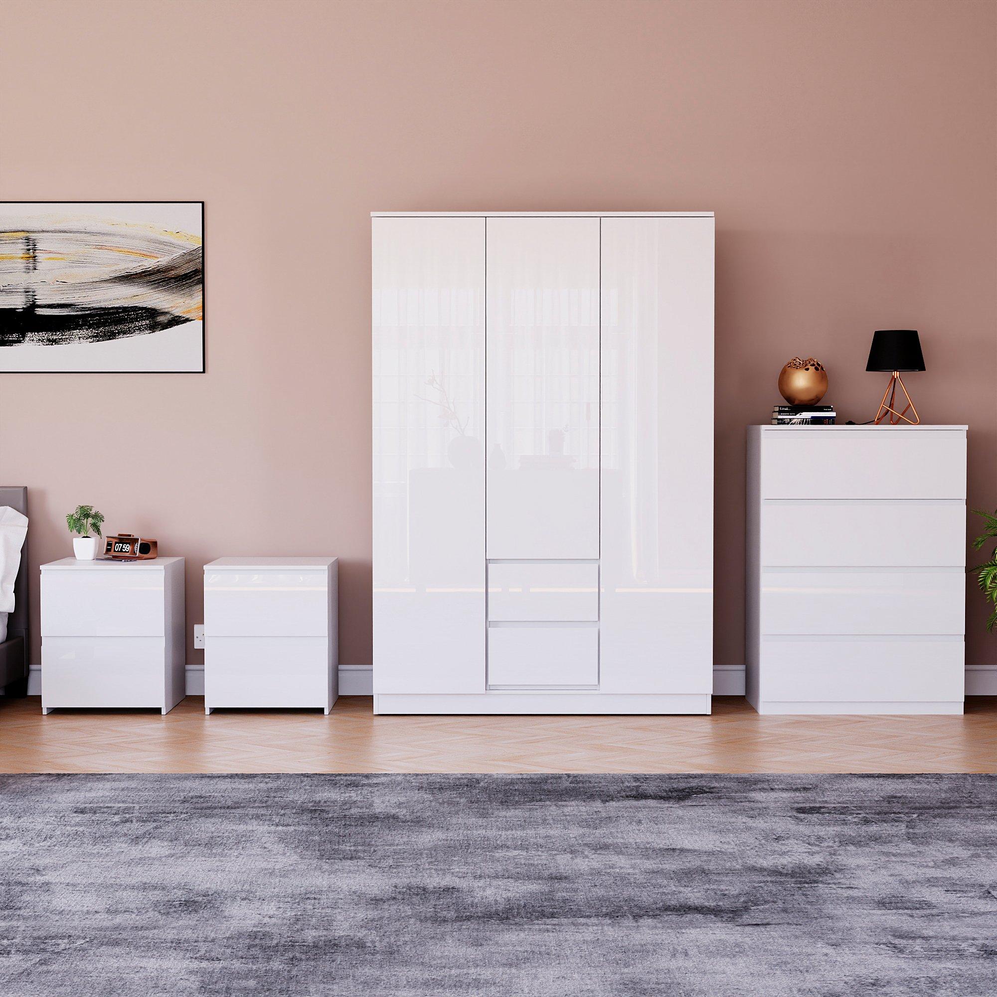 White - Lassic - Vida Designs Glinton Gloss 4 Piece Bedroom Set 7 - 3