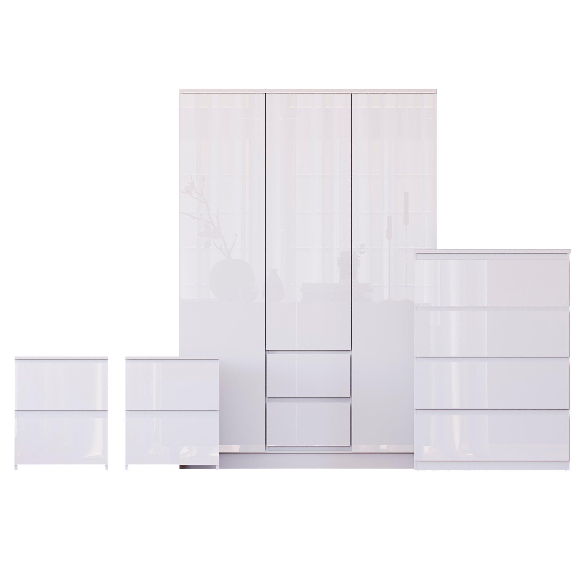 White - Lassic - Vida Designs Glinton Gloss 4 Piece Bedroom Set 7 - 10