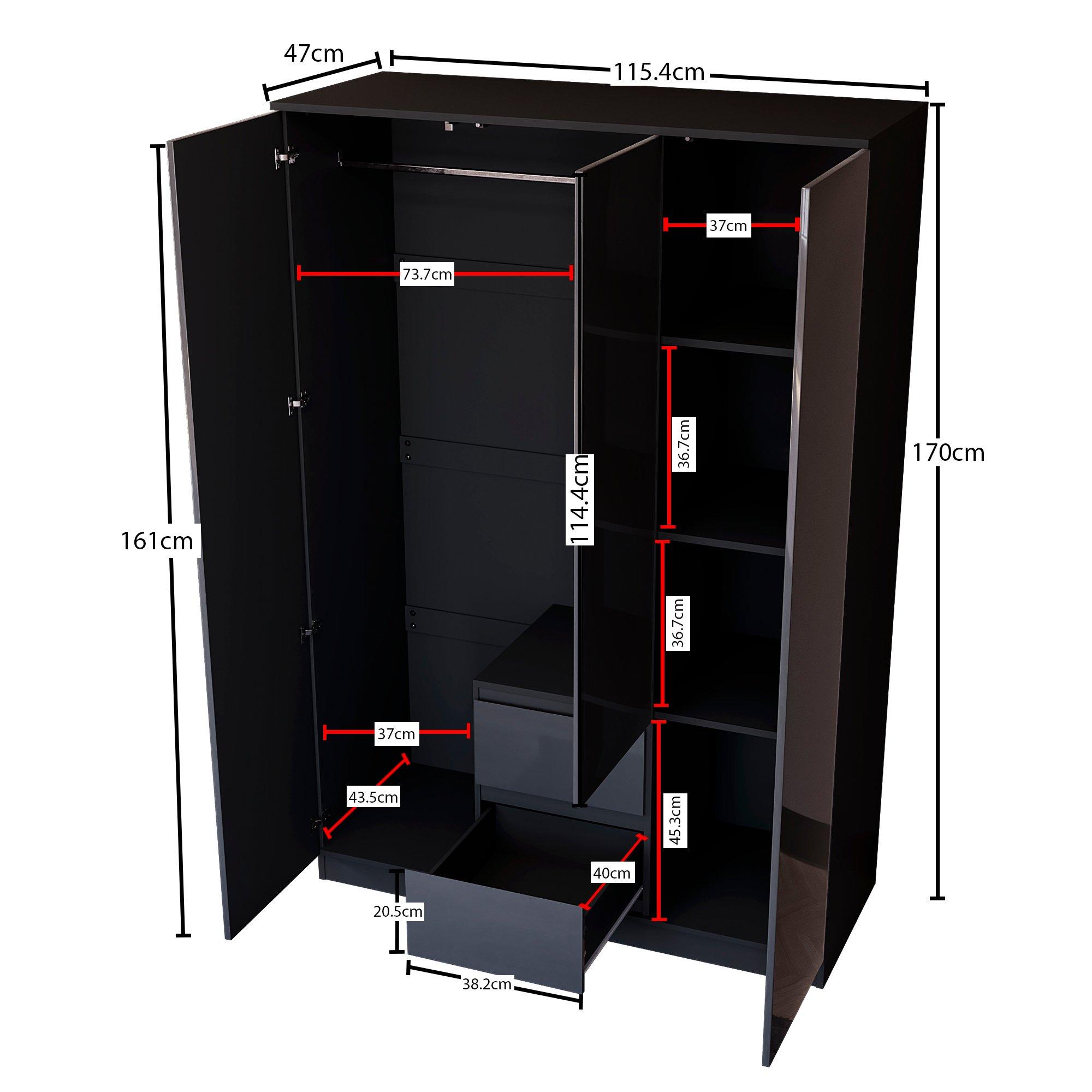 Black - Lassic - Vida Designs Glinton Gloss 4 Piece Bedroom Set 7 - 9
