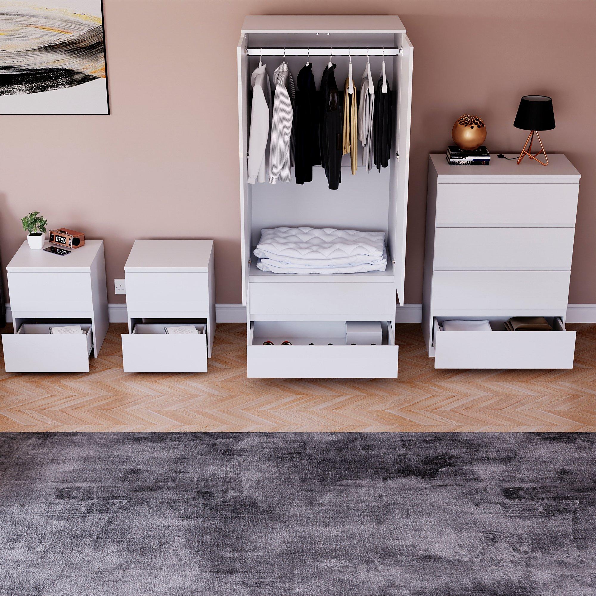 White - Lassic - Vida Designs Glinton Gloss 4 Piece Bedroom Set 2 - 2