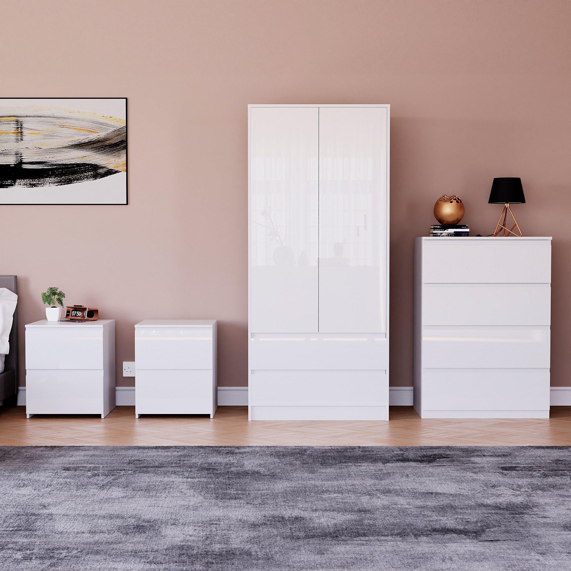 White - Lassic - Vida Designs Glinton Gloss 4 Piece Bedroom Set 2 - 3