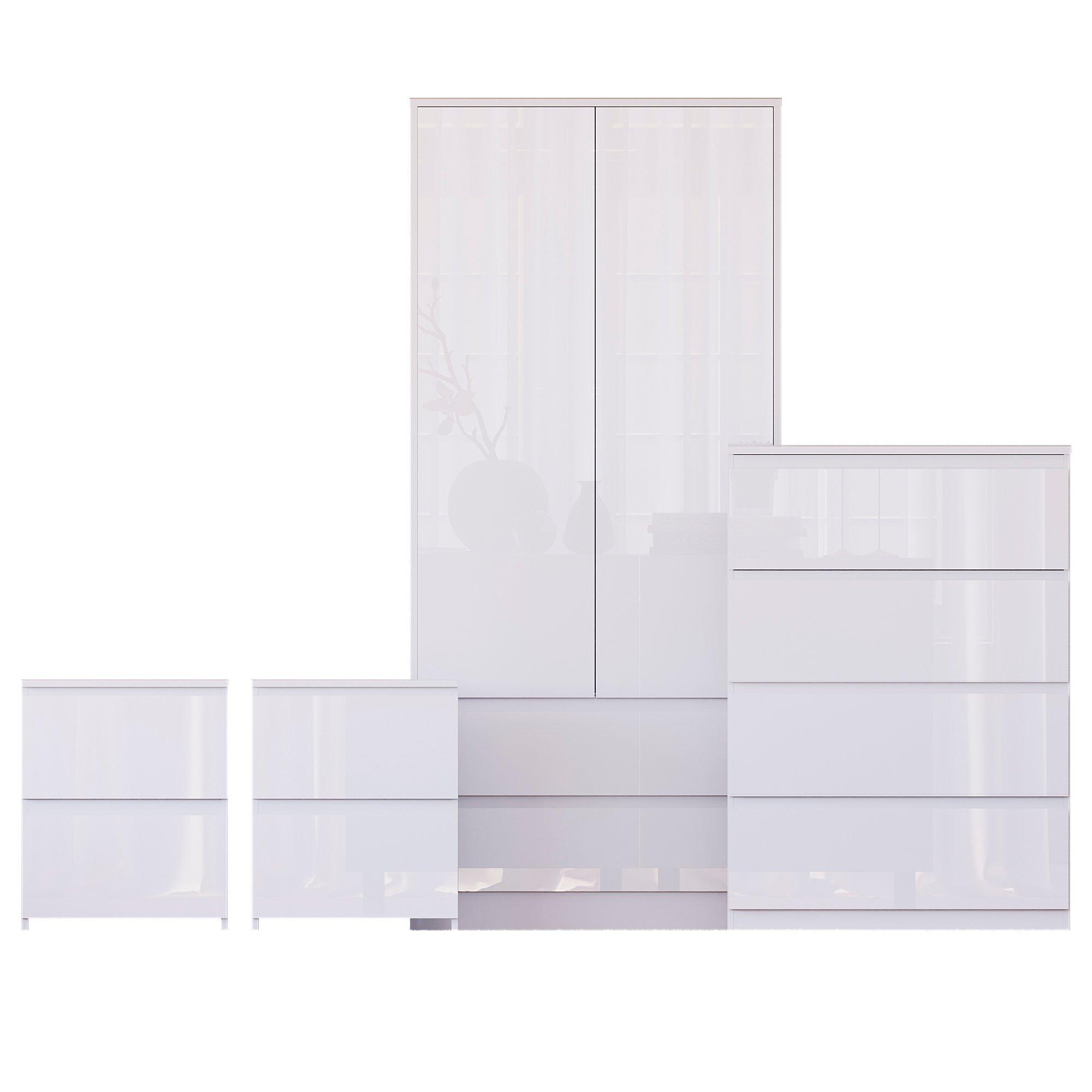 White - Lassic - Vida Designs Glinton Gloss 4 Piece Bedroom Set 2 - 10