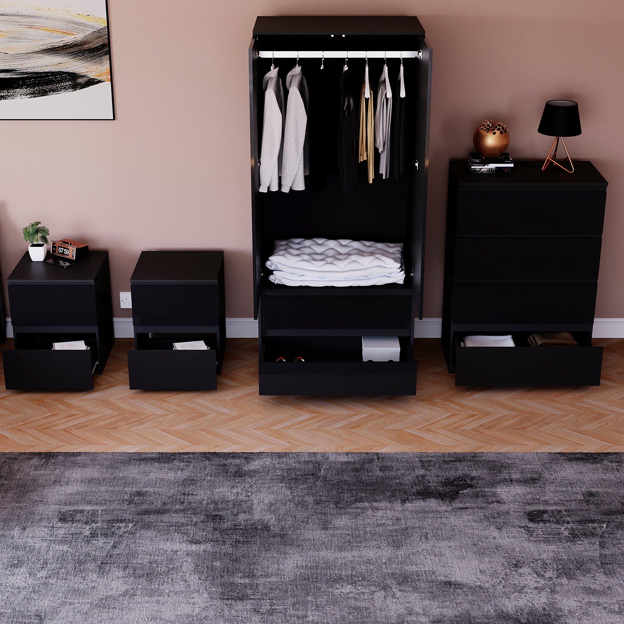 Black - Lassic - Vida Designs Glinton Gloss 4 Piece Bedroom Set 2 - 2